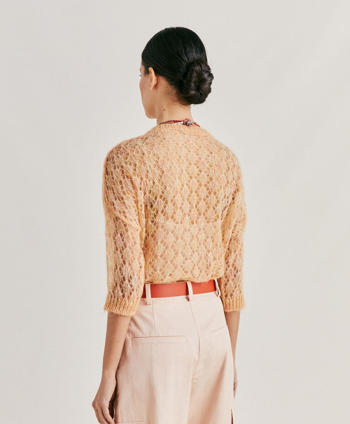 MAGLIA CAMPANULA IN SOFT MOHAIR - ARANCIO - Momonì