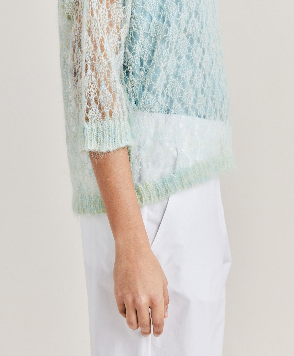 CAMPANULA KNITWEAR IN SOFT MOHAIR - TURQUOISE - Momonì