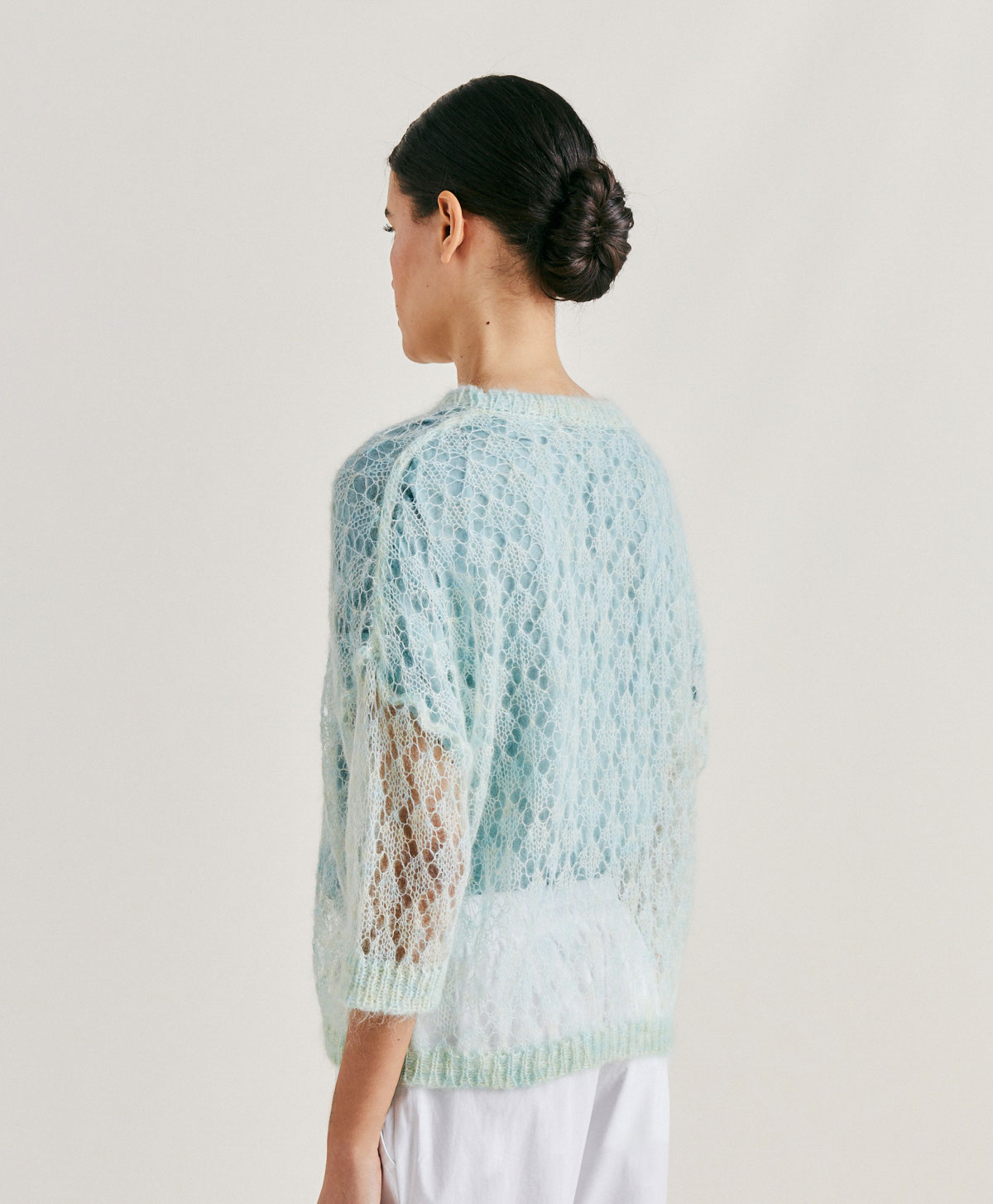 CAMPANULA KNITWEAR IN SOFT MOHAIR - TURQUOISE - Momonì