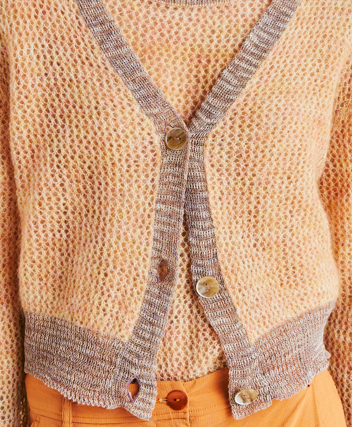 CARDIGAN DREAM EN MOHAIR DOUX - ORANGE - Momonì