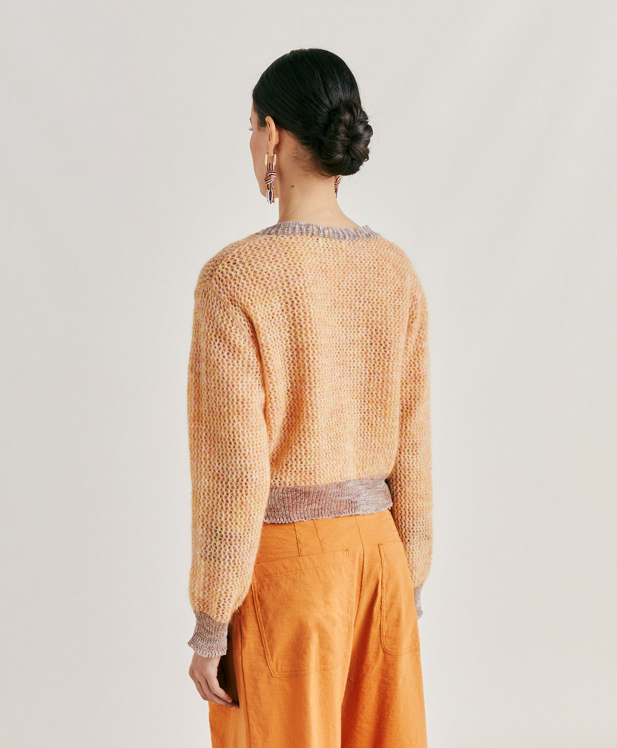 DREAM KNITWEAR IN SOFT MOHAIR LUREX DETAIL - ORANGE - Momonì