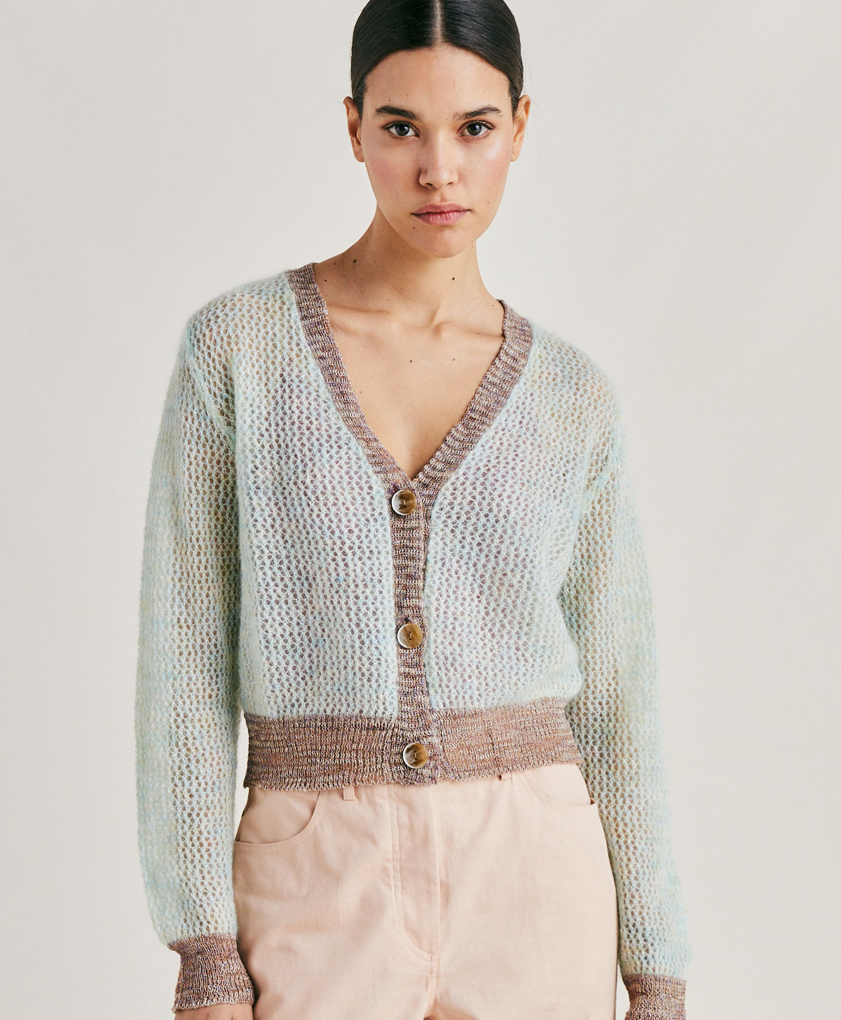 DREAM KNITWEAR IN SOFT MOHAIR LUREX DETAIL - TURQUOISE - Momonì