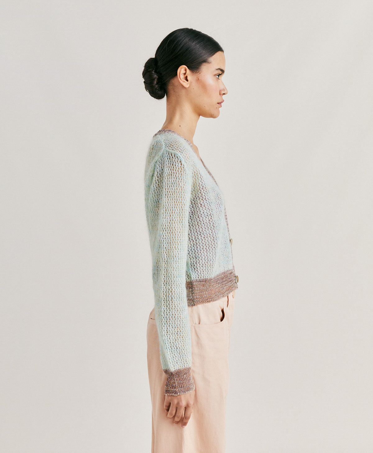 DREAM KNITWEAR IN SOFT MOHAIR LUREX DETAIL - TURQUOISE - Momonì