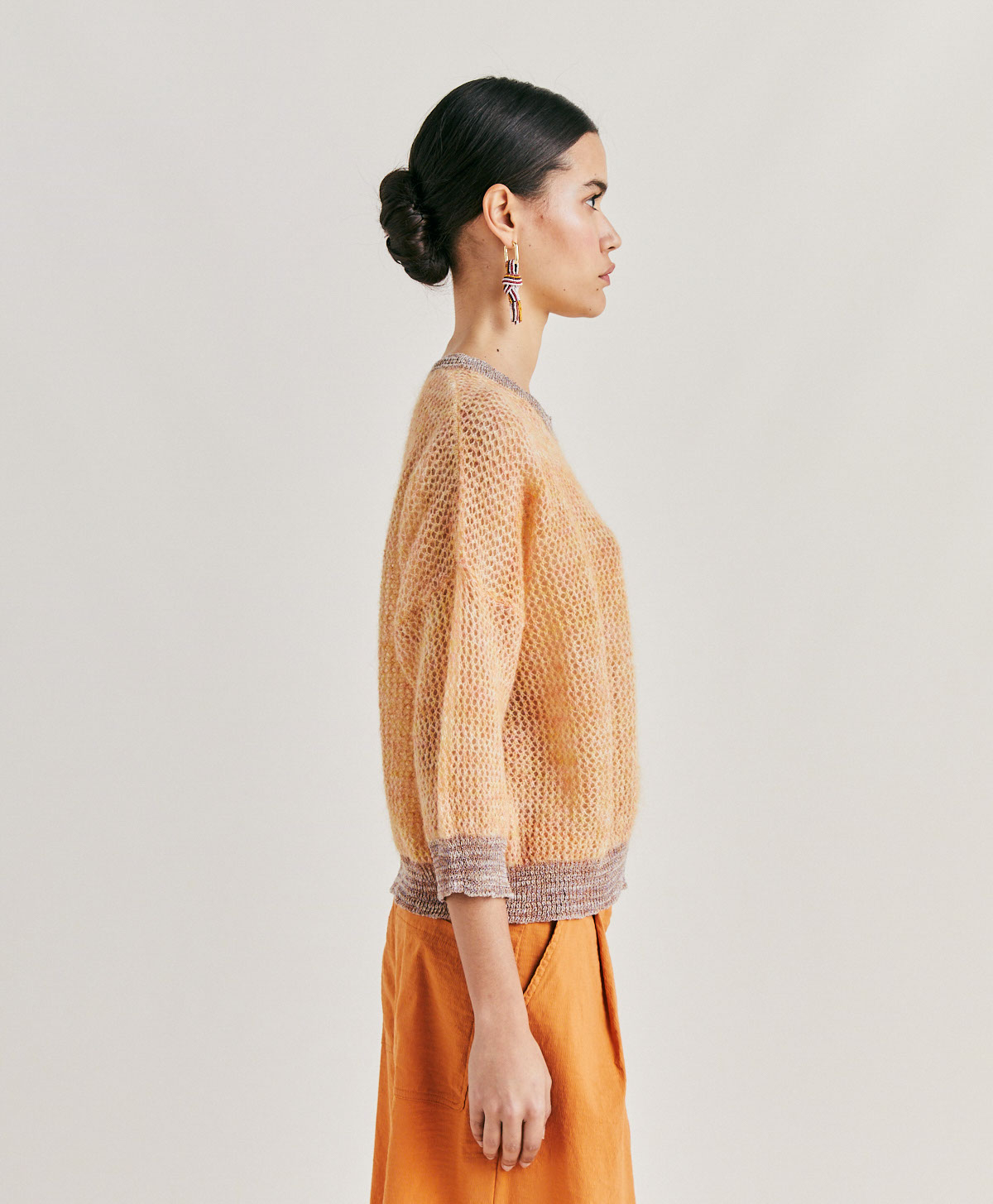 BELLA KNITWEAR IN SOFT MOHAIR LUREX DETAIL - ORANGE - Momonì