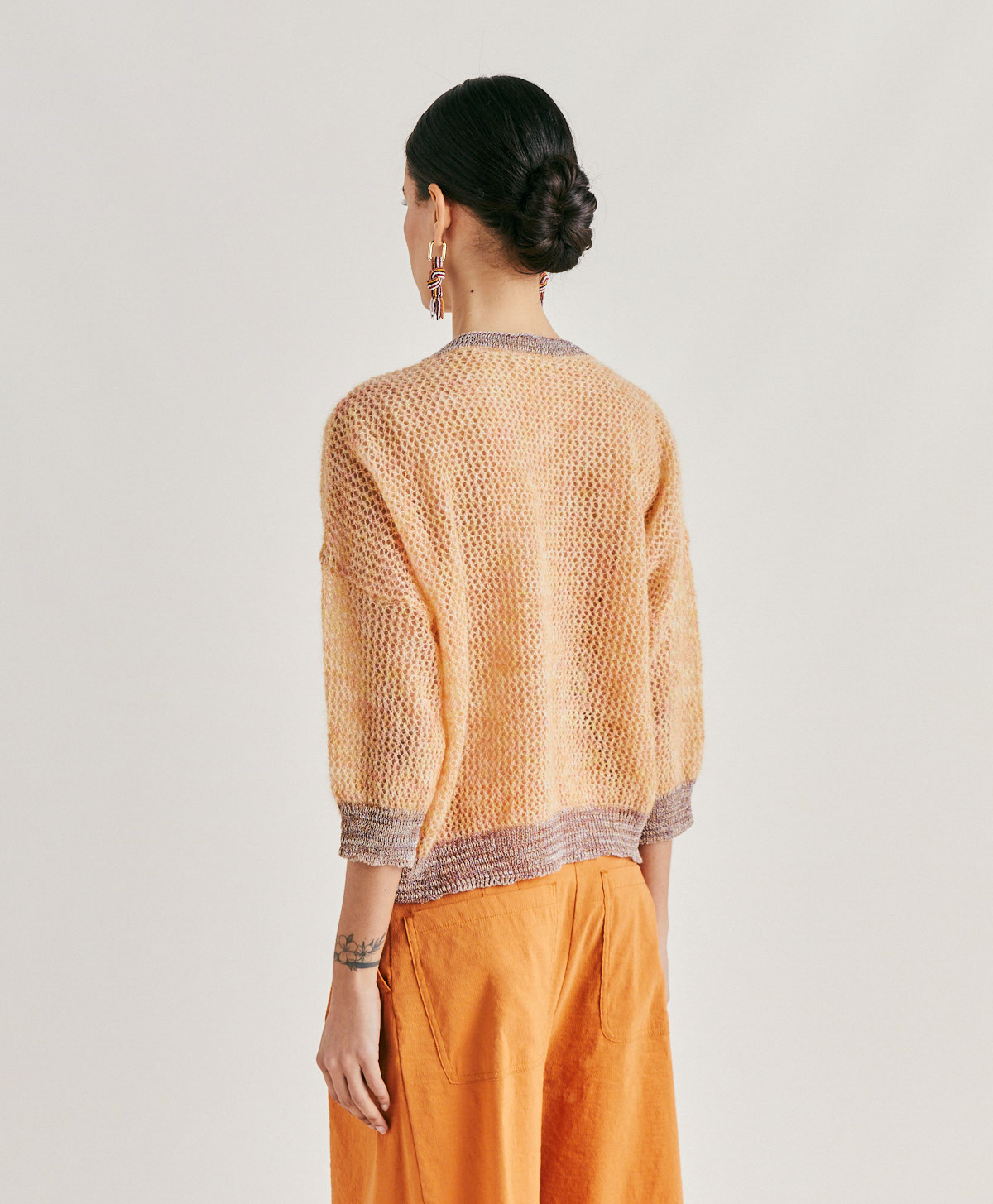 BELLA KNITWEAR IN SOFT MOHAIR LUREX DETAIL - ORANGE - Momonì