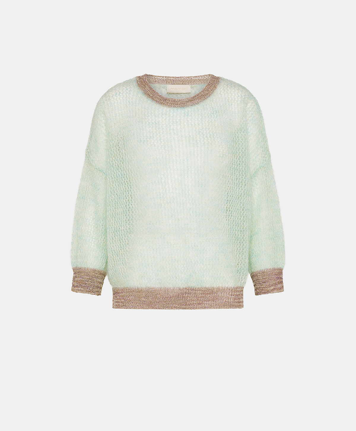 BELLA KNITWEAR IN SOFT MOHAIR LUREX DETAIL - TURQUOISE - Momonì