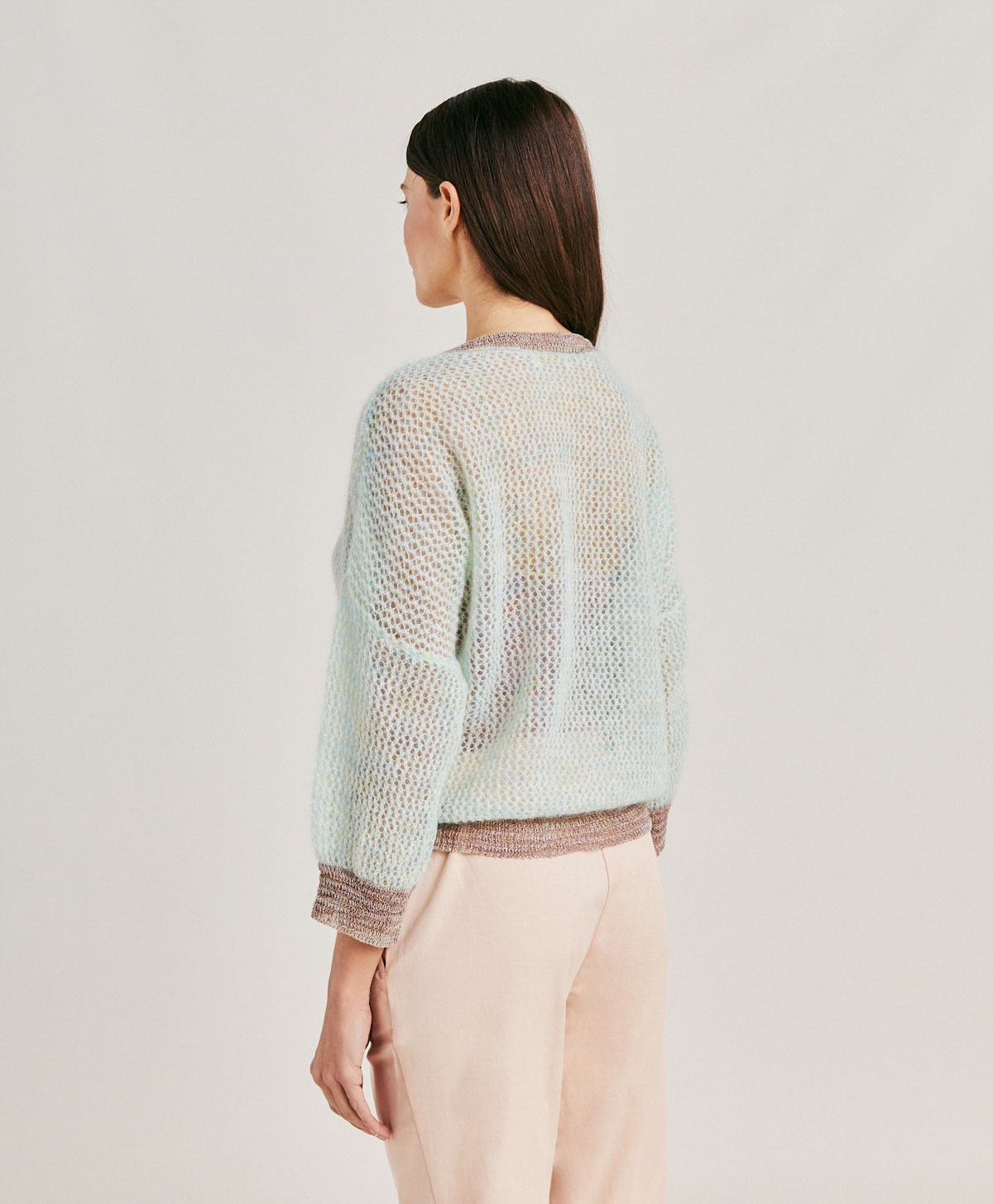 BELLA KNITWEAR IN SOFT MOHAIR LUREX DETAIL - TURQUOISE - Momonì