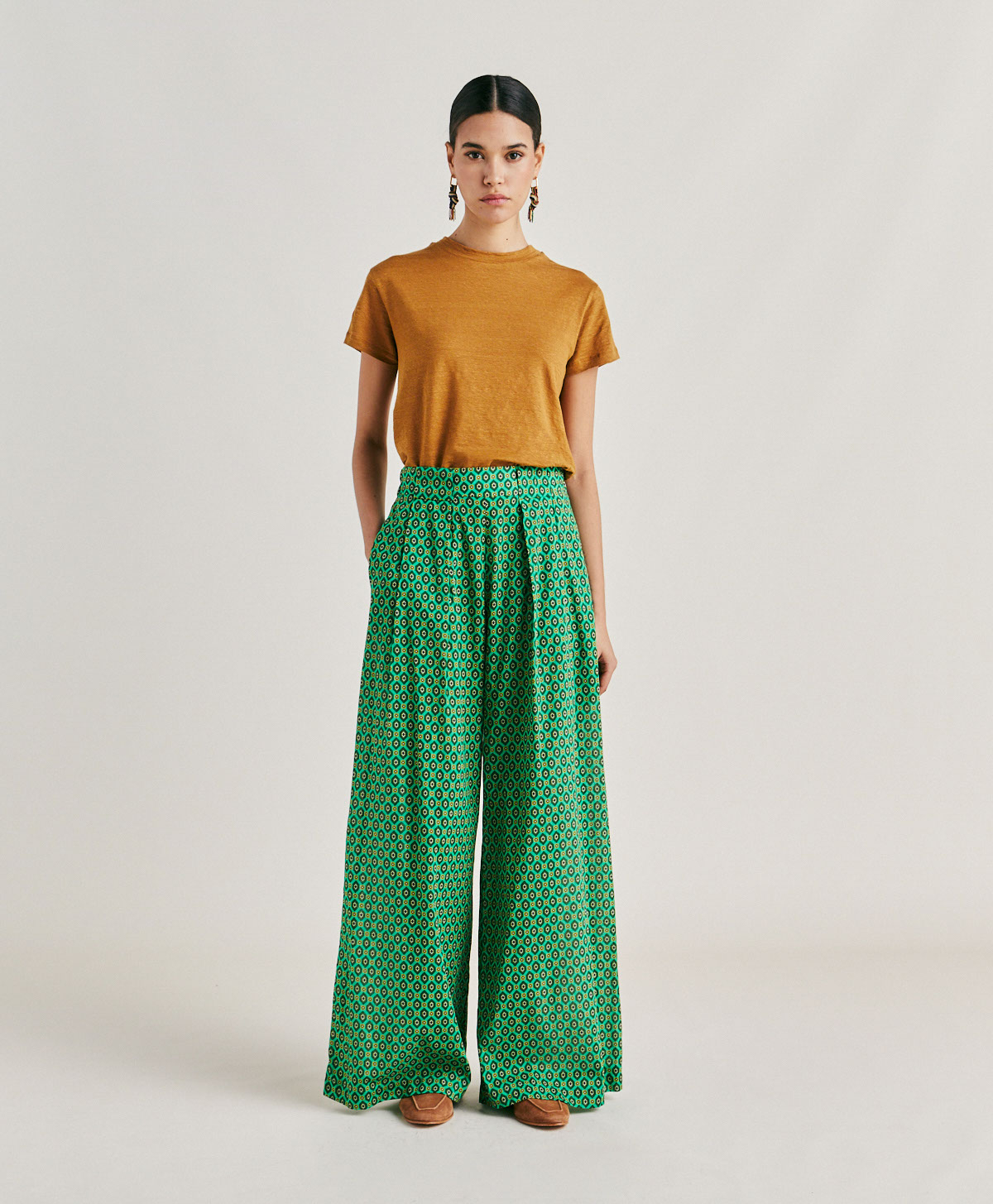 ASPEN PANT IN COTTON VOILE' - EMERALD GREEN - Momonì