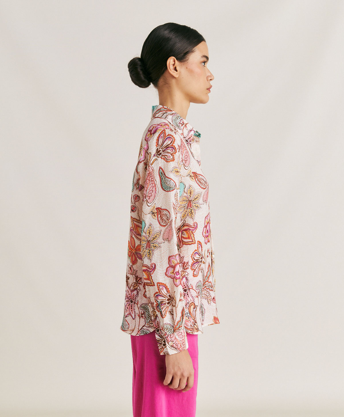 ESTRETA SHIRT IN VISCOSE/LINEN - MULTICOLOR PINK - Momonì