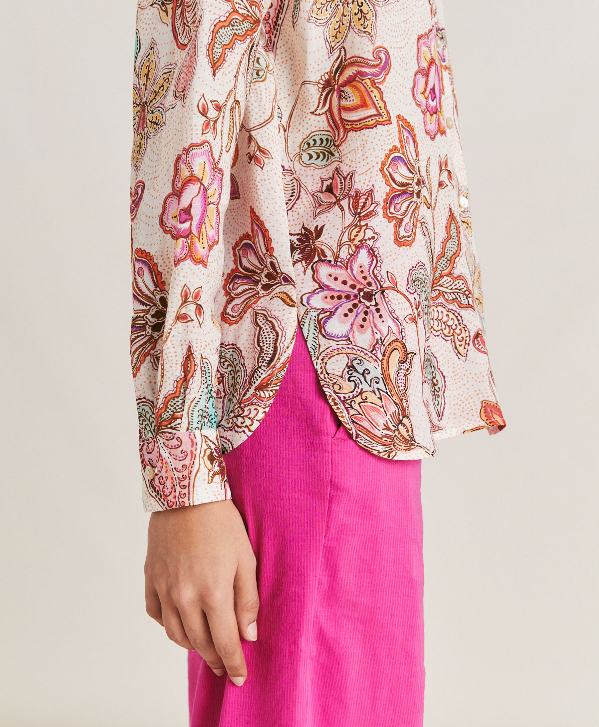 ESTRETA SHIRT IN VISCOSE/LINEN - MULTICOLOR PINK - Momonì