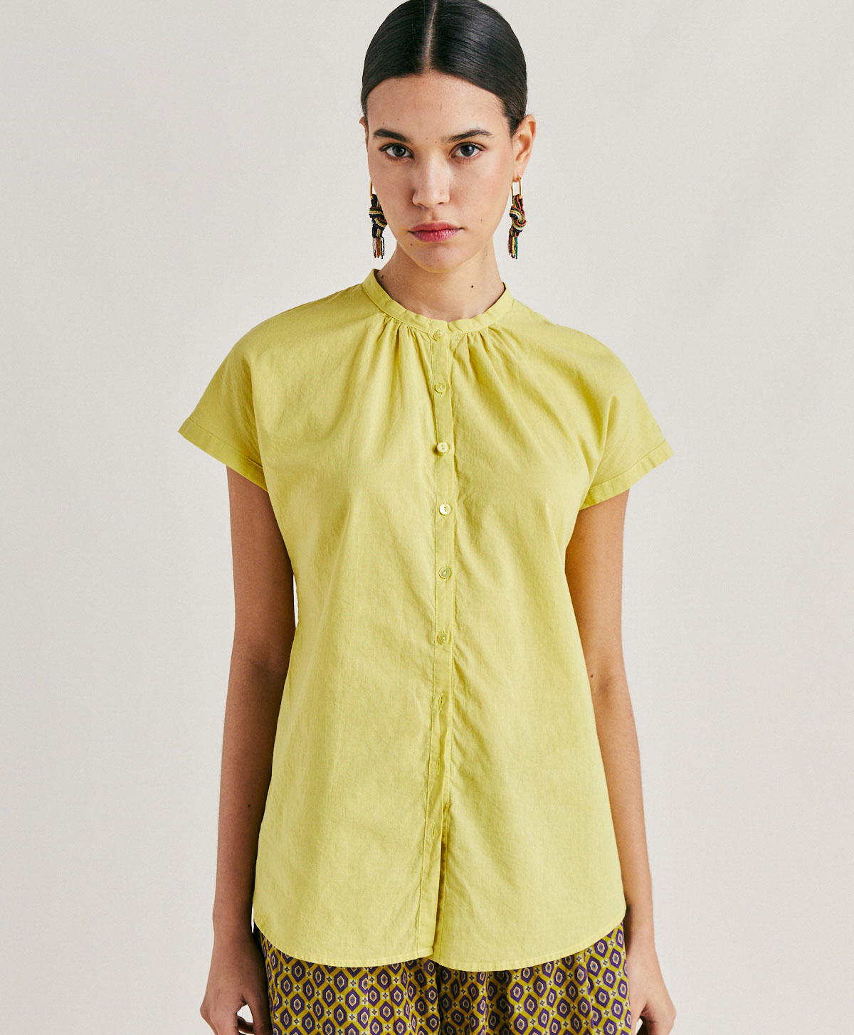 ARTORA SHIRT WITH COTTON VOILE - ACID GREEN - Momonì