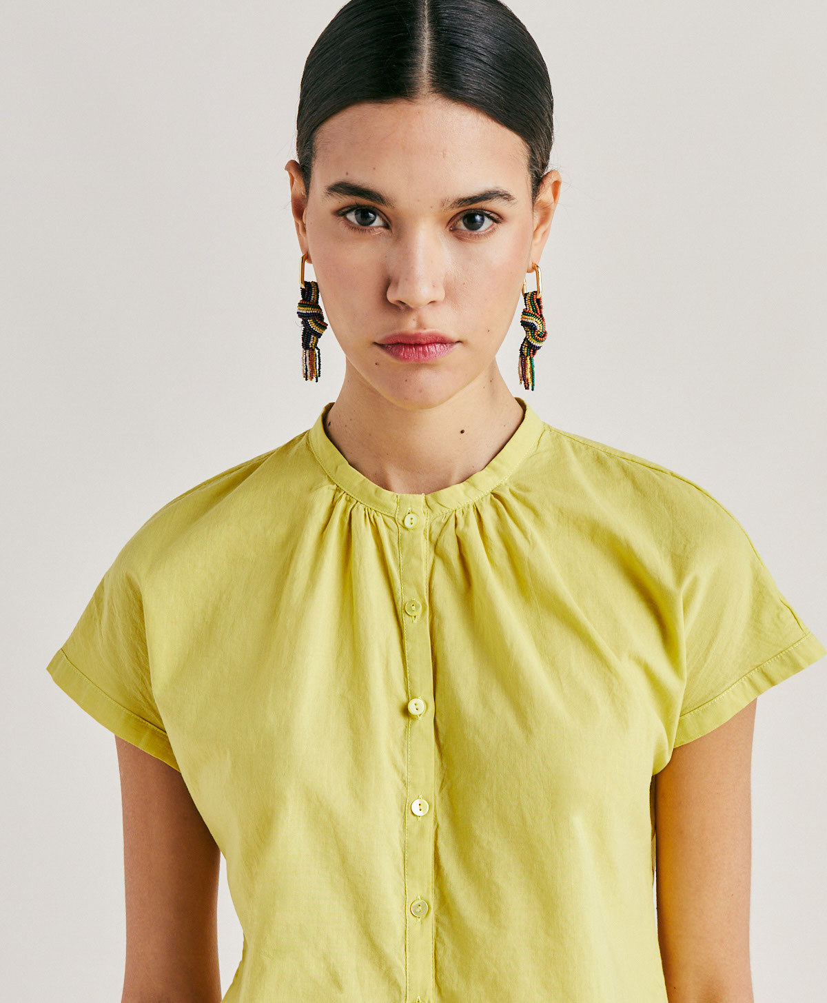 ARTORA SHIRT WITH COTTON VOILE - ACID GREEN - Momonì