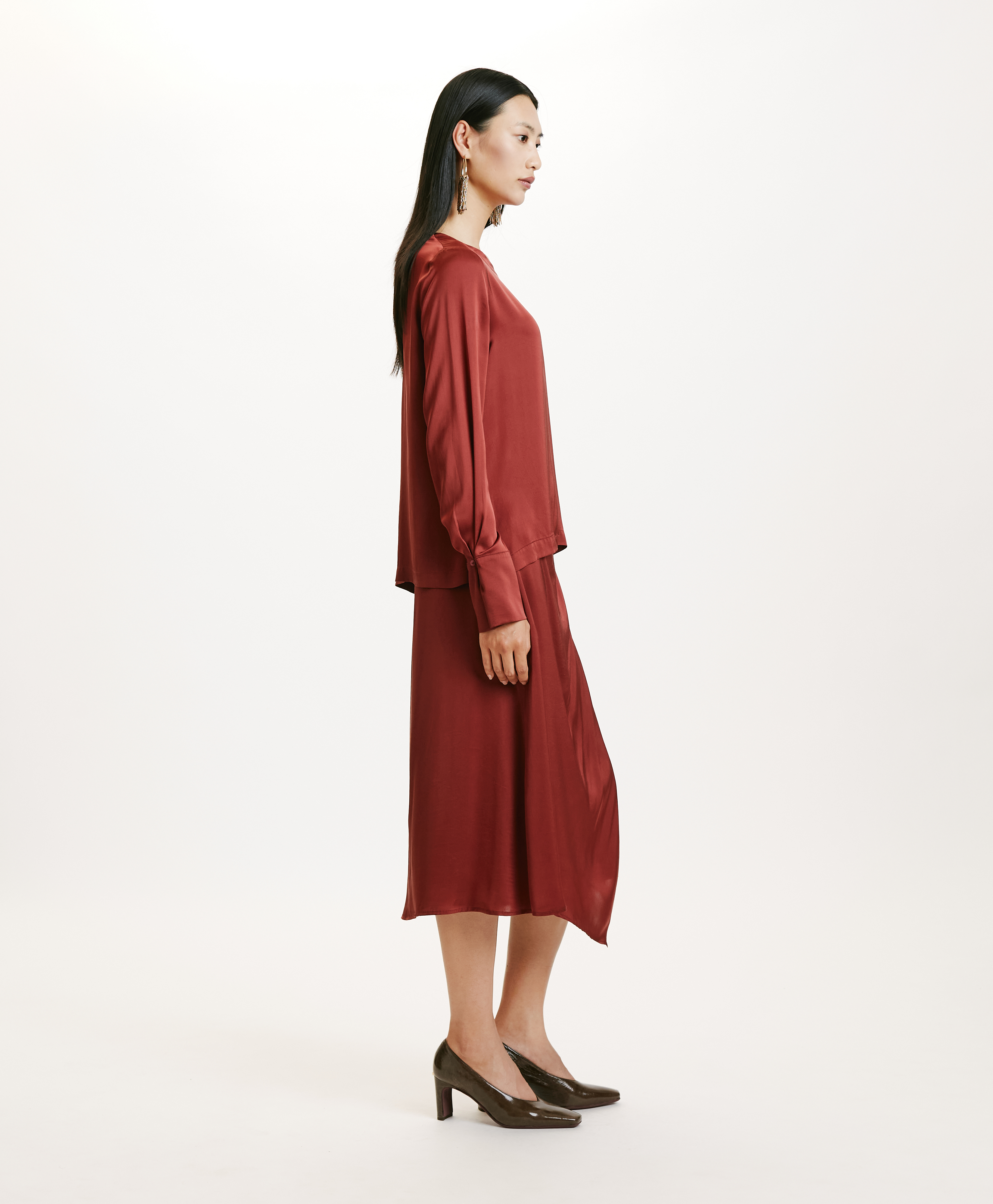 KENTA BLOUSE IN WASHED SILK - GRAPE MUST - Momonì