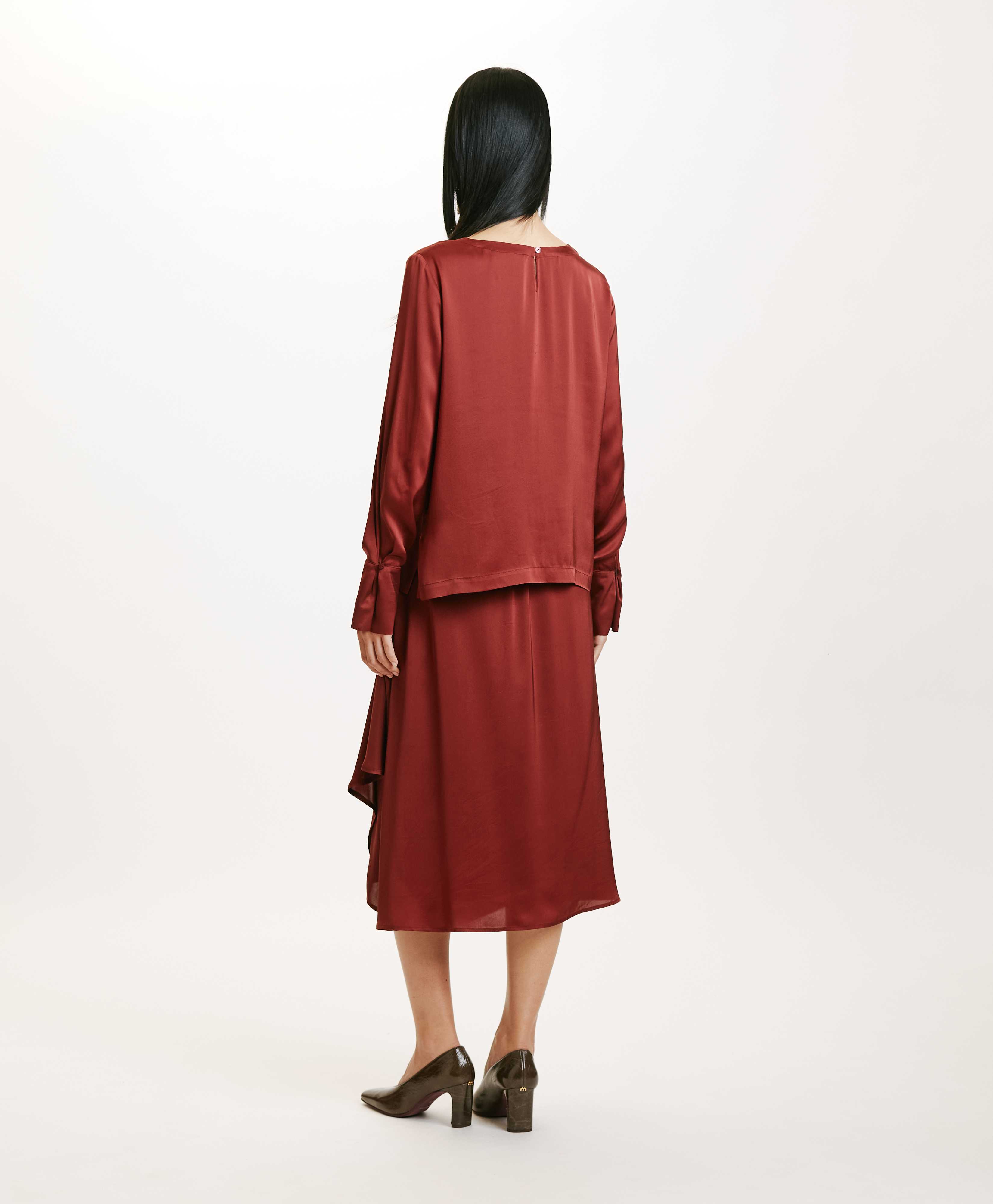 KENTA BLOUSE IN WASHED SILK - GRAPE MUST - Momonì