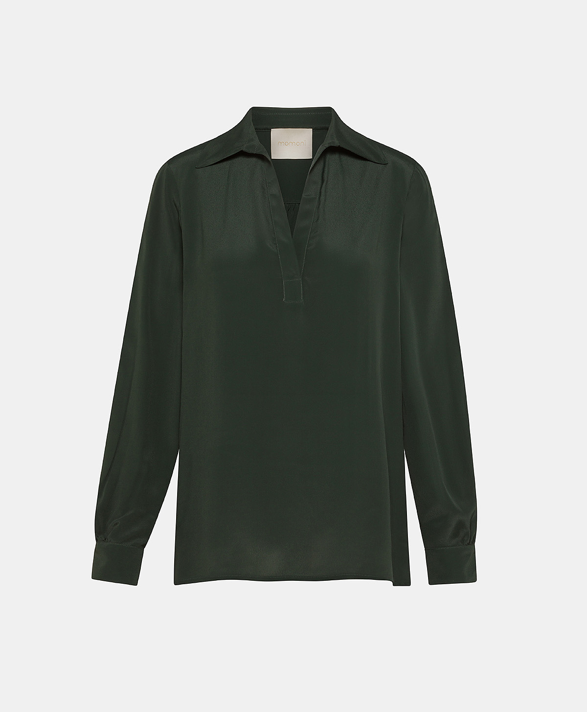 SUE BLOUSE IN SOLID COLOUR ACETATE/SILK - FOREST - Momonì