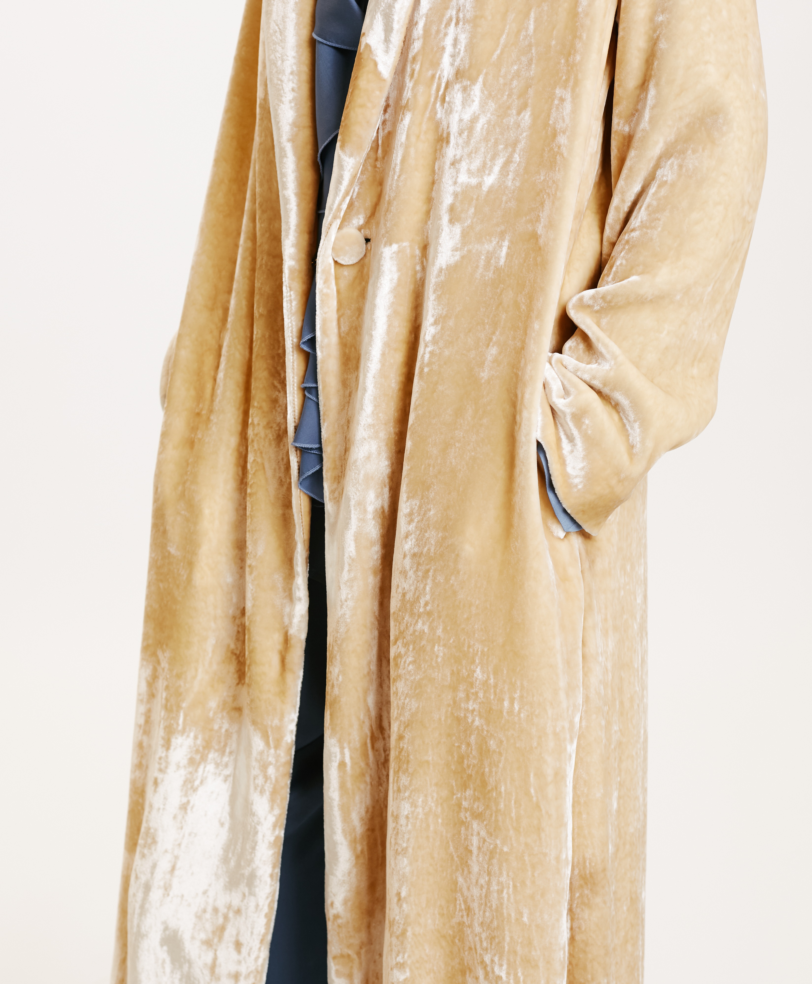 KATA COAT IN ELEGANT VISCOSE/SILK VELVET - CHAMPAGNE - Momonì