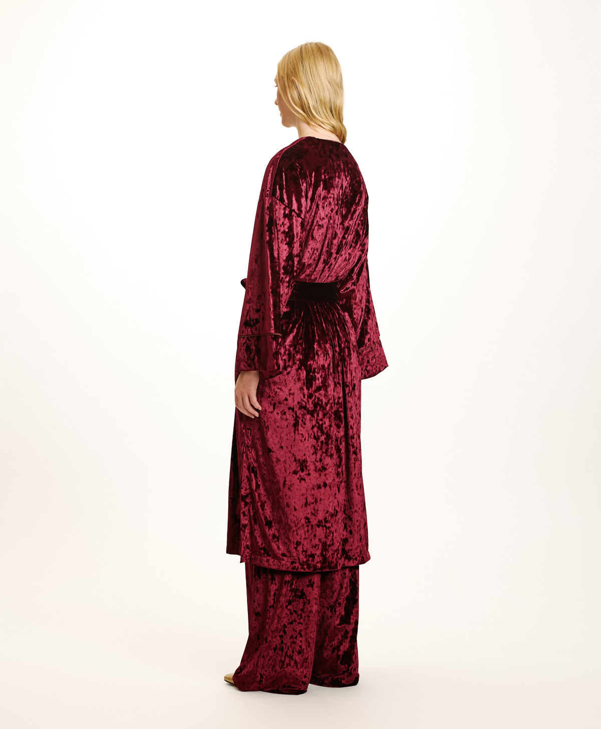 CALLA KIMONO IN STRETCH VELVET - BORDEAUX - Momonì