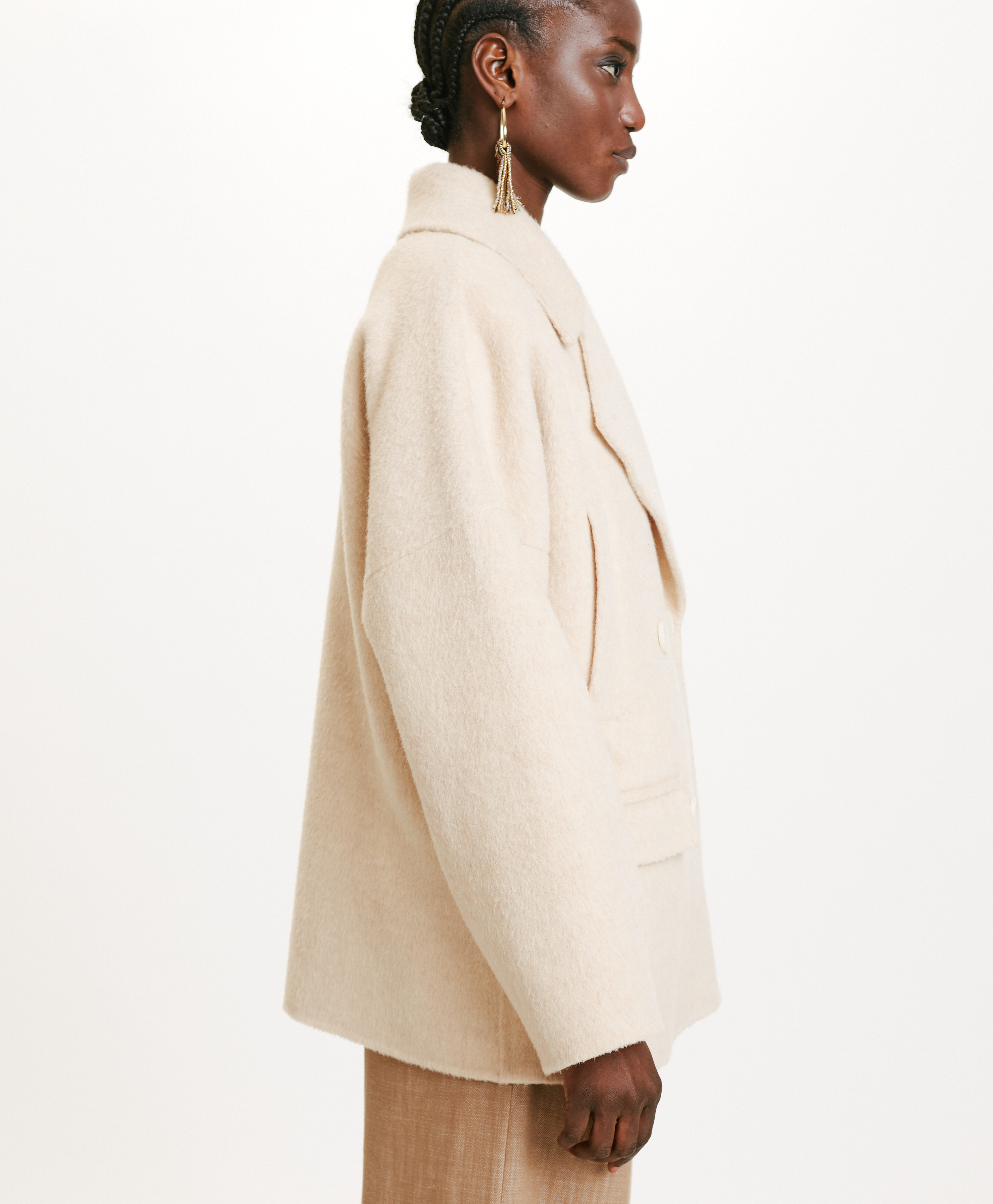 ICHIKA BIS COAT IN DOUBLEFACE WOOL/ALPACA - BEIGE - Momonì