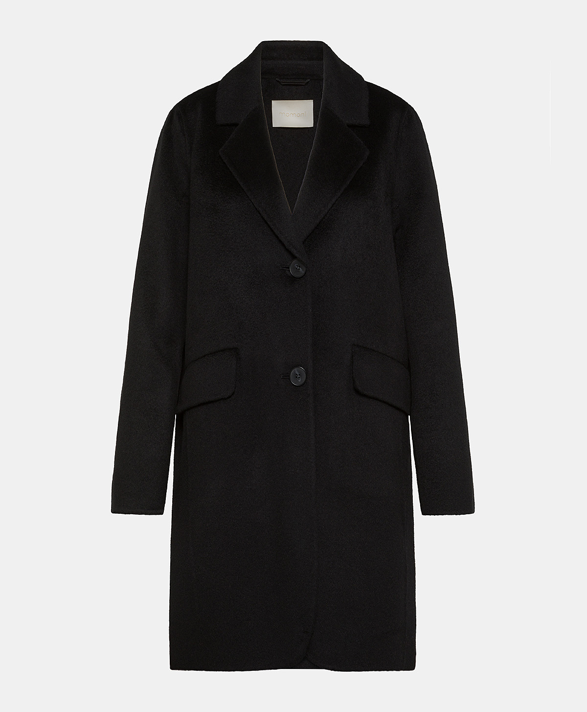 POMERANIA COAT IN DOUBLEFACE WOOL CLOTH - BLACK - Momonì