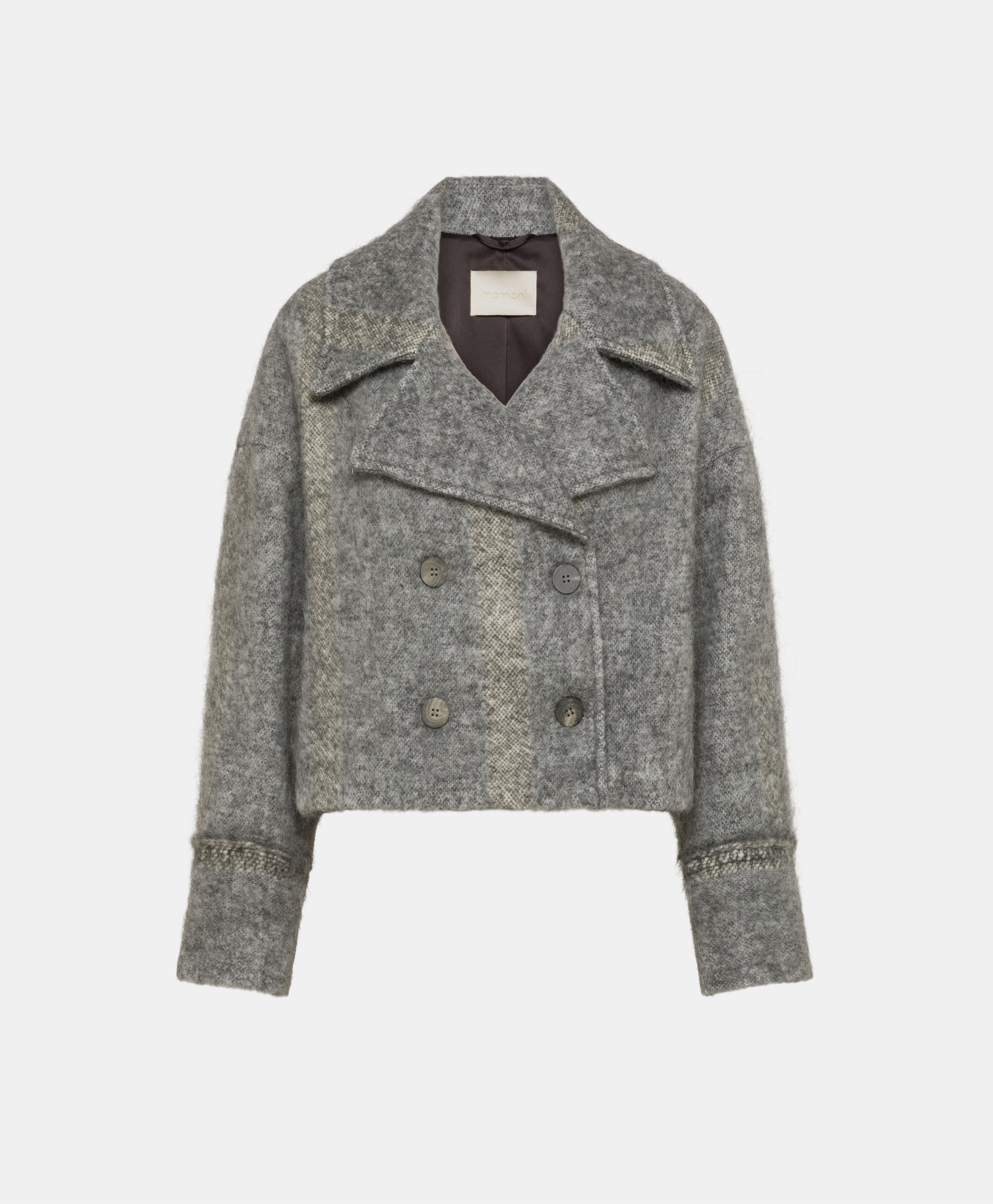 MANTEAU KENPI EN PANNE LAINE ALPAGA EN GAZE - GRIS - Momonì