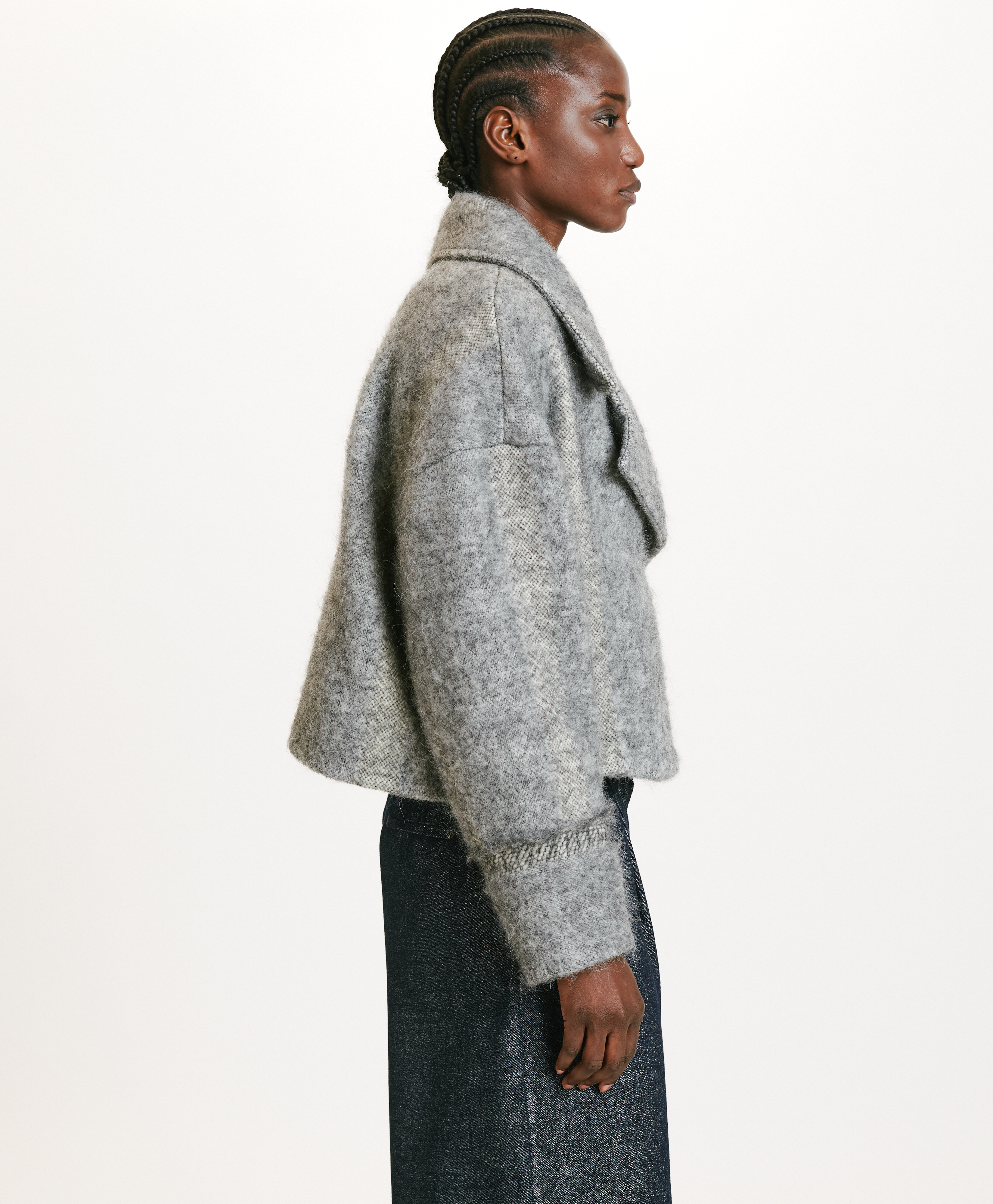 KENP COAT IN BRUSHED ALPACA/WOOL - GREY - Momonì