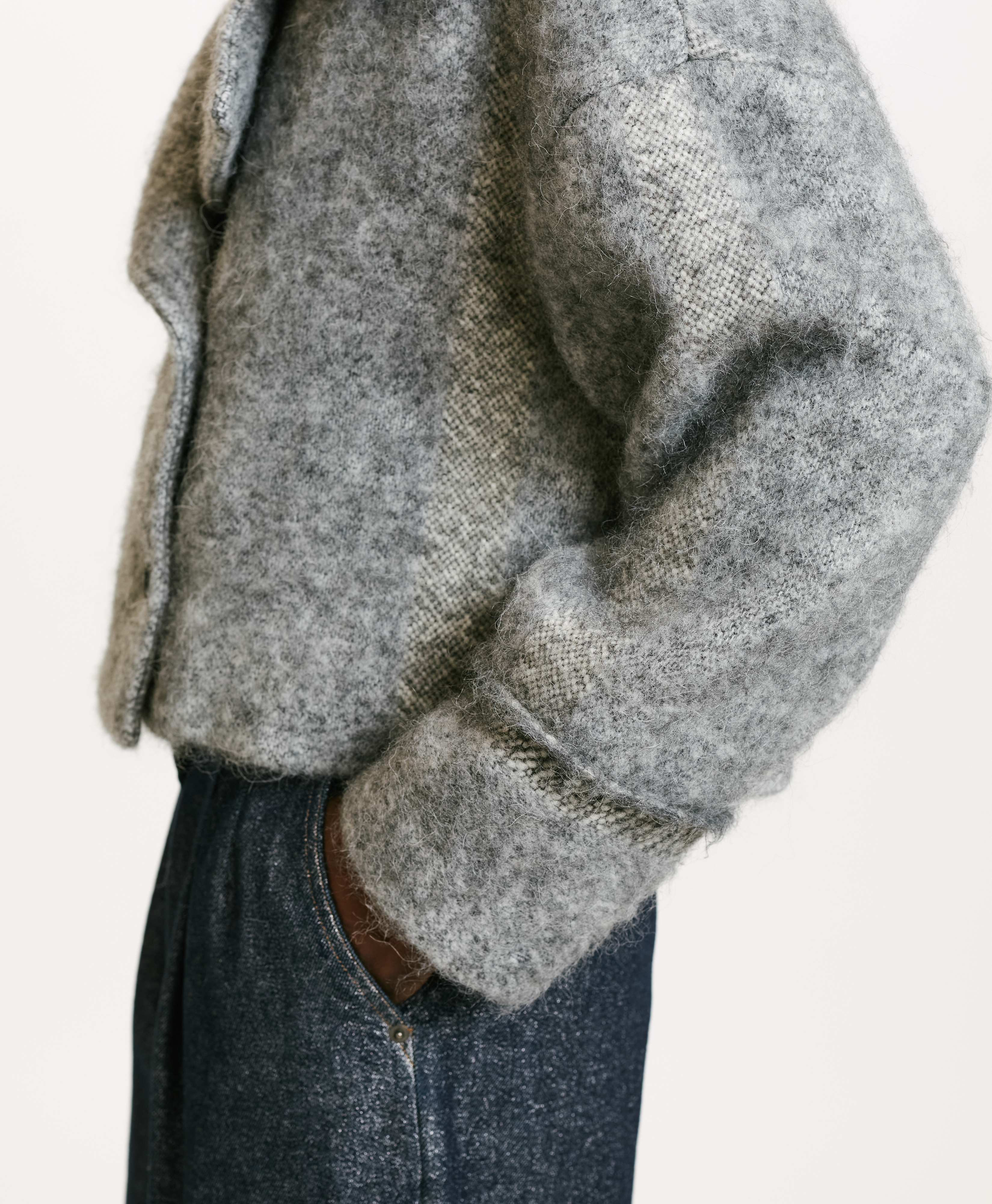 KENP COAT IN BRUSHED ALPACA/WOOL - GREY - Momonì