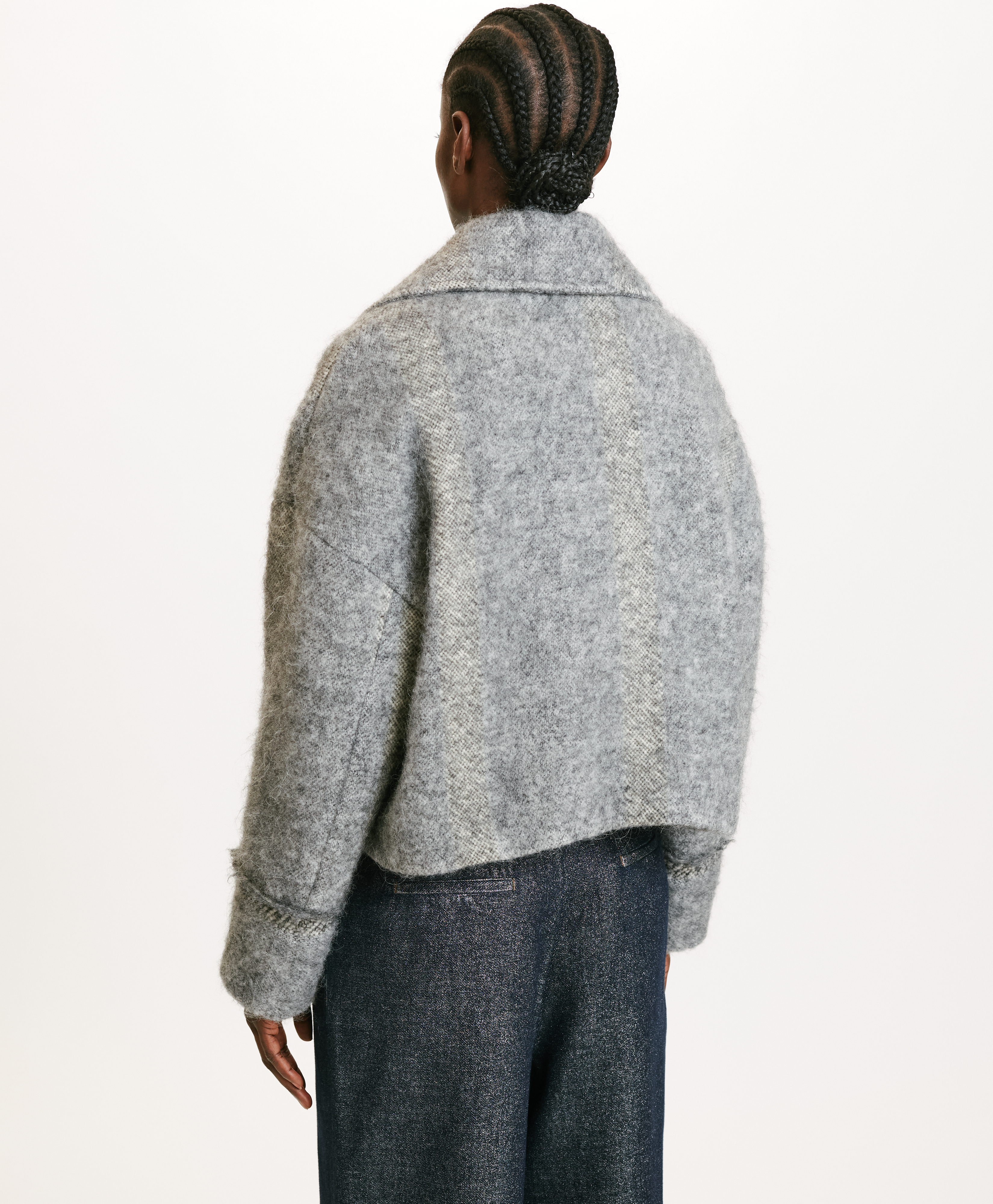 KENP COAT IN BRUSHED ALPACA/WOOL - GREY - Momonì