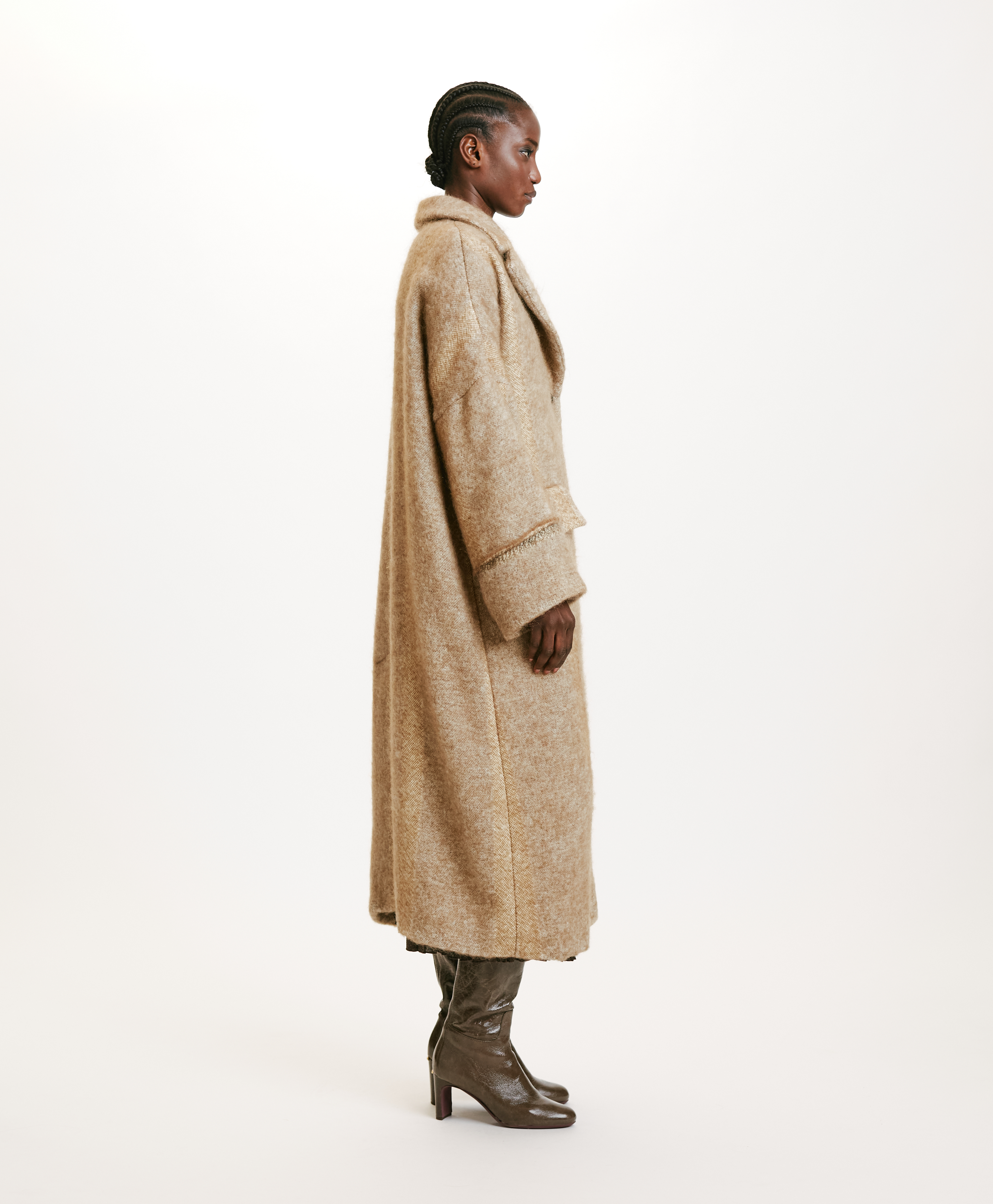 SHIRUKO COAT IN BRUSHED ALPACA/WOOL - BEIGE - Momonì