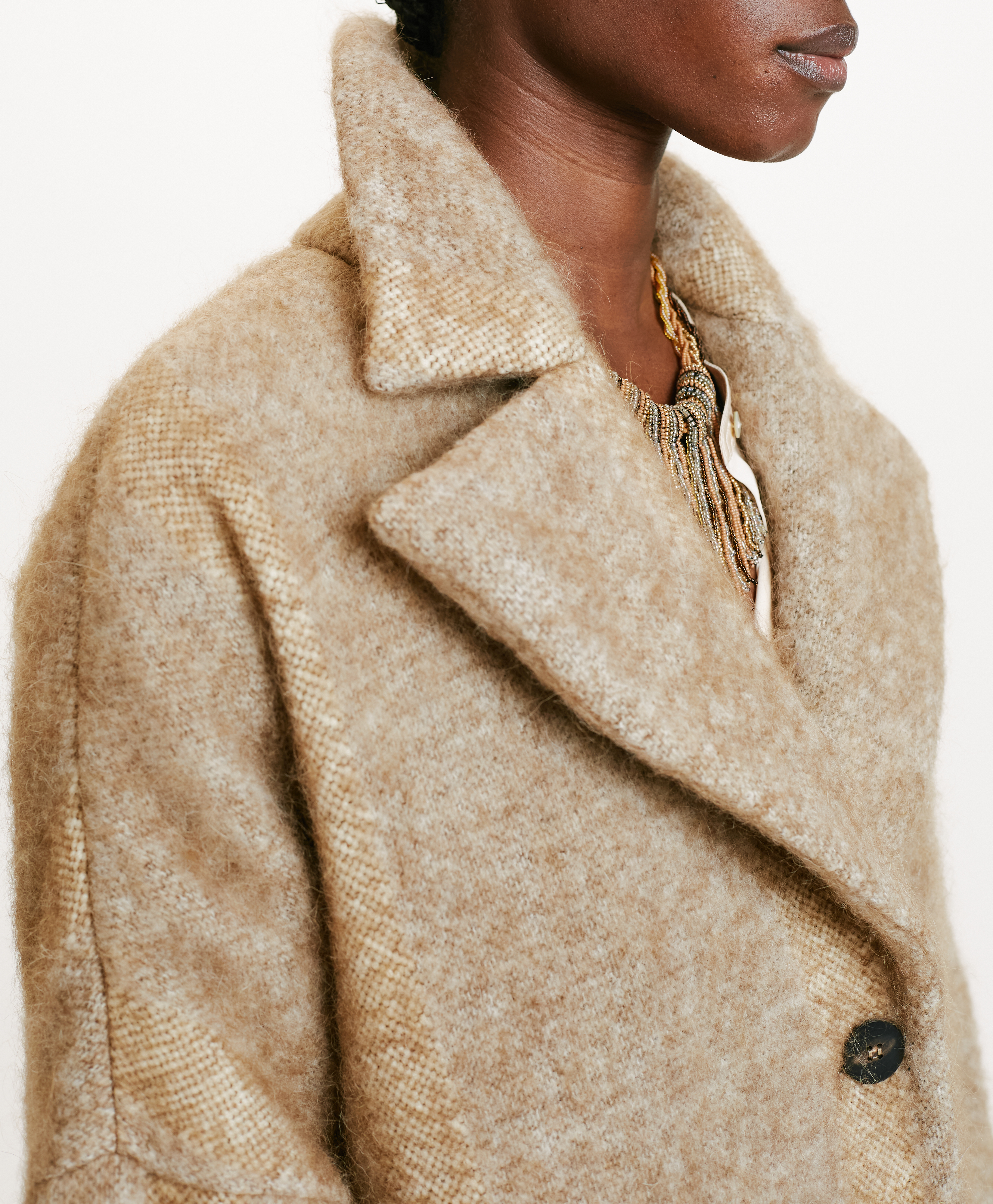 SHIRUKO COAT IN BRUSHED ALPACA/WOOL - BEIGE - Momonì