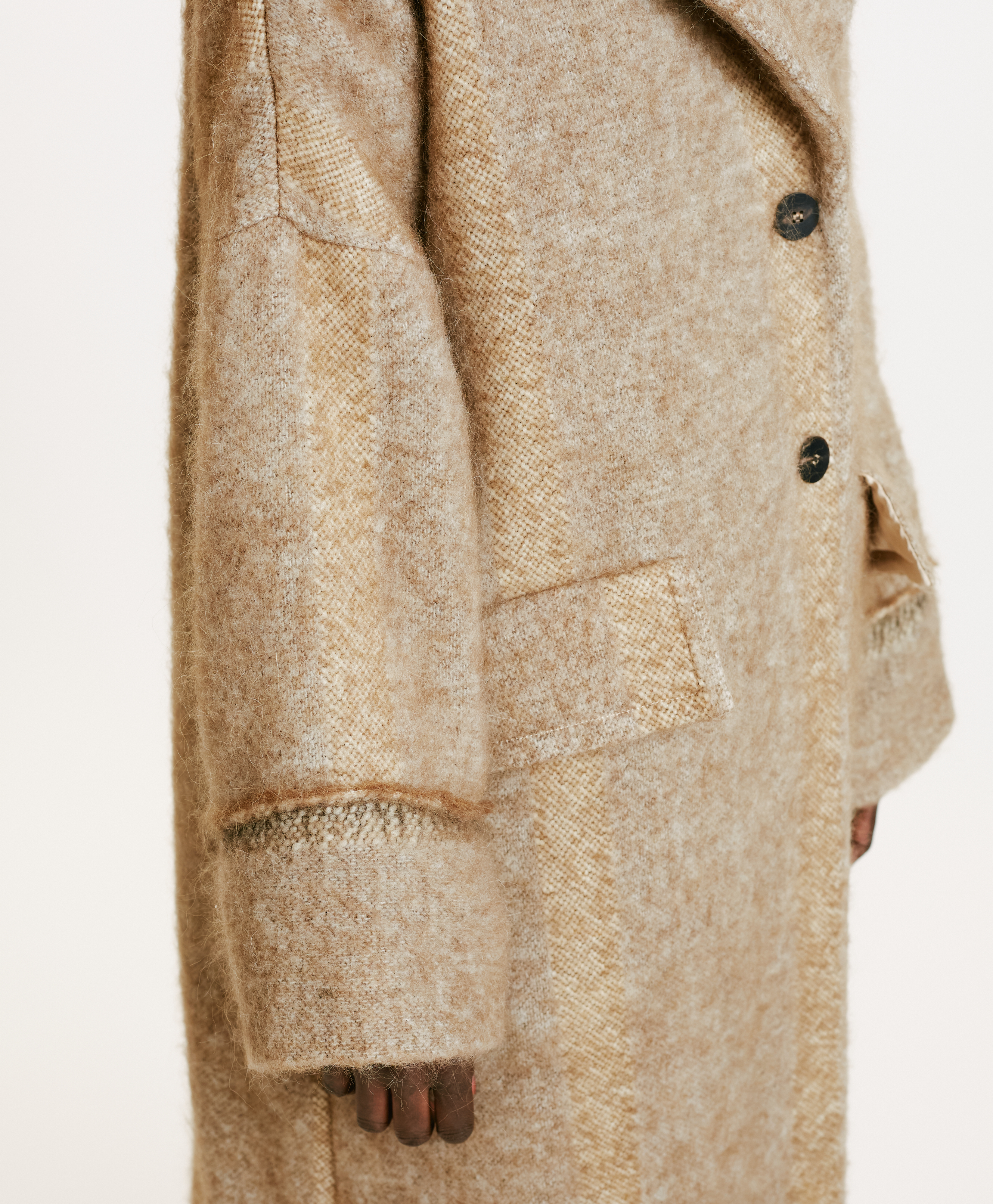 MANTEAU SHIRUKO EN PANNE LAINE ALPAGA EN GAZE - BEIGE - Momonì