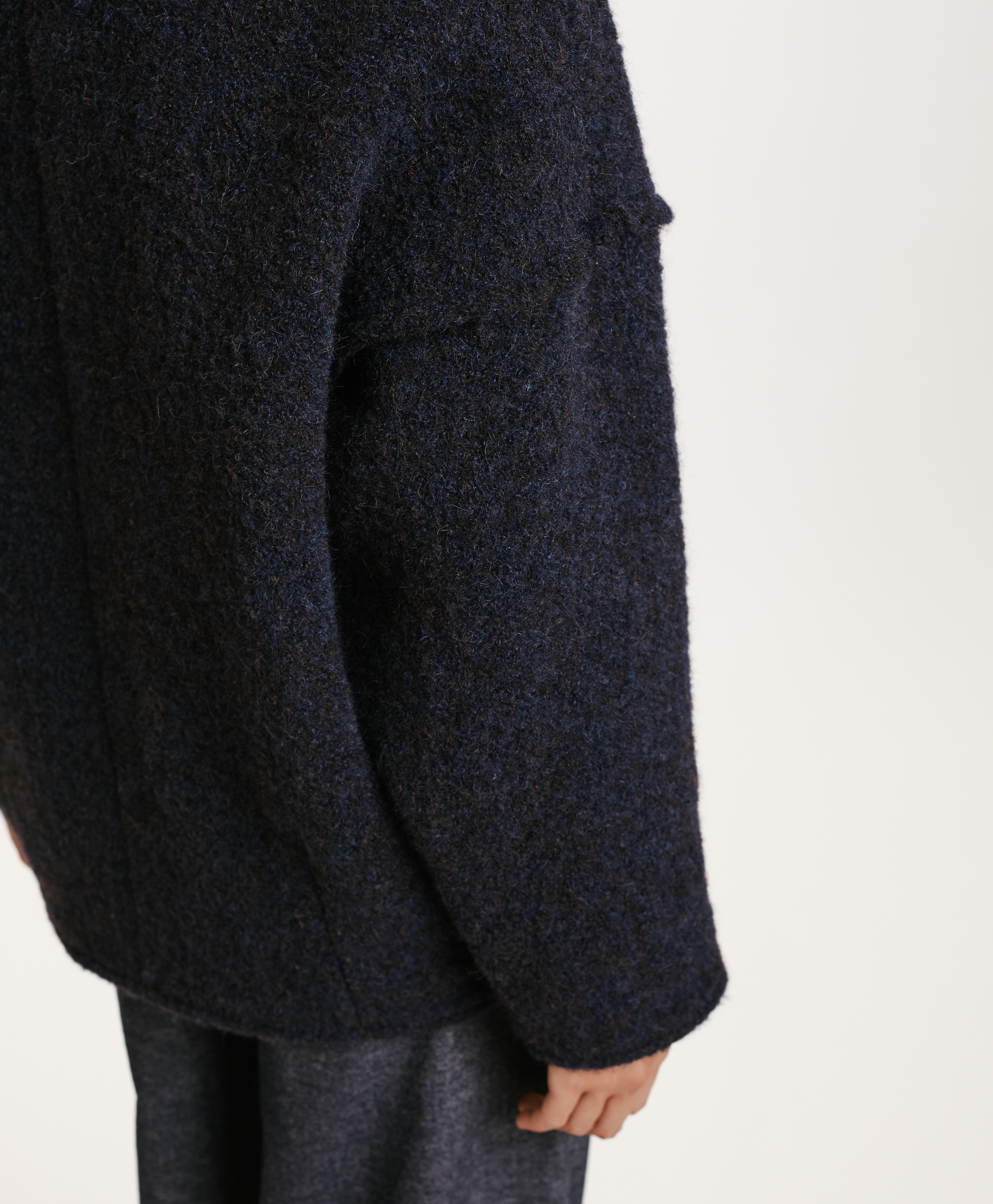 UMI COAT IN BOUCLE' ALPACA/WOOL - BLUE/BROWN - Momonì