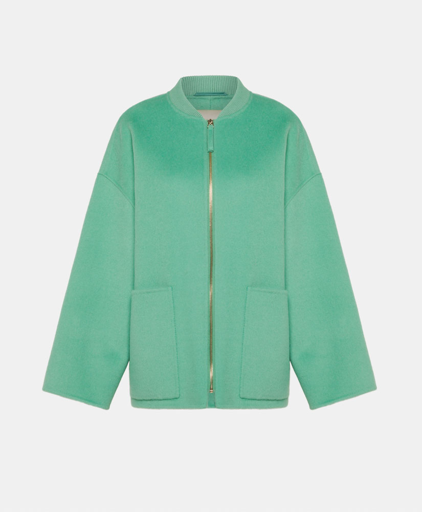 MANANEMI COAT IN DOUBLEFACE WOOL CLOTH - WATER GREEN - Momonì