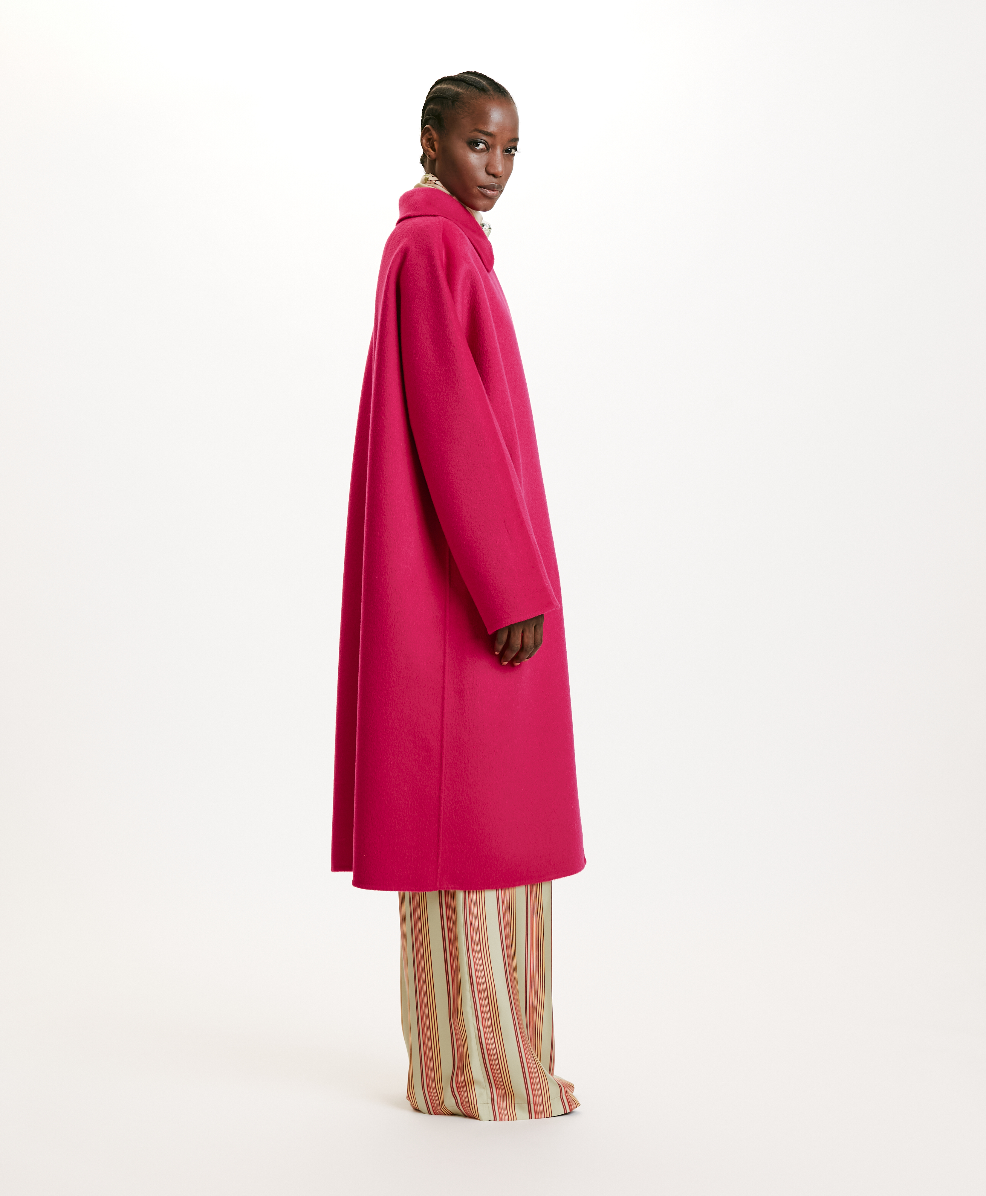 AKITA COAT IN DOUBLEFACE WOOL CLOTH - FUCHSIA - Momonì