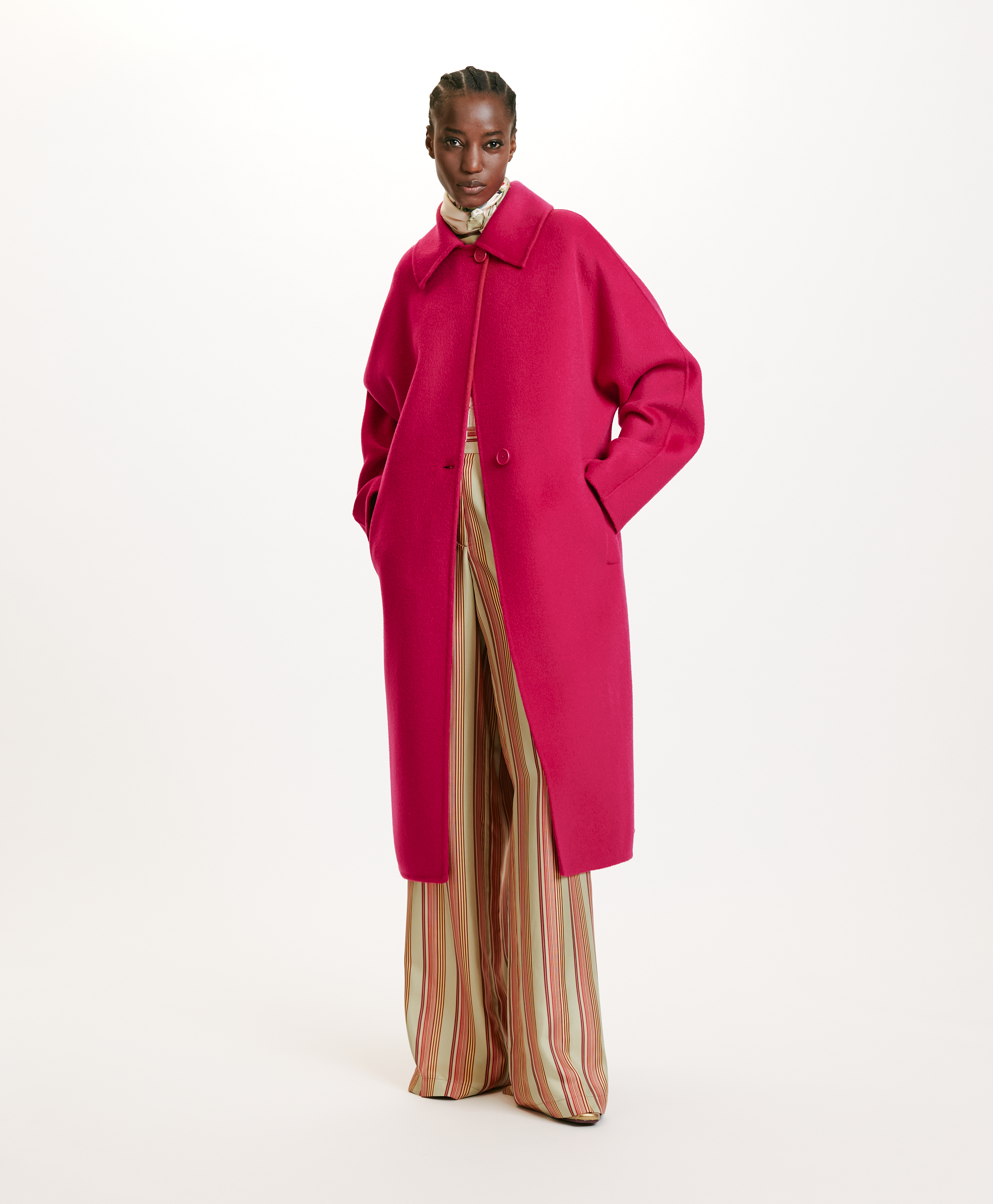 AKITA COAT IN DOUBLEFACE WOOL CLOTH - FUCHSIA - Momonì