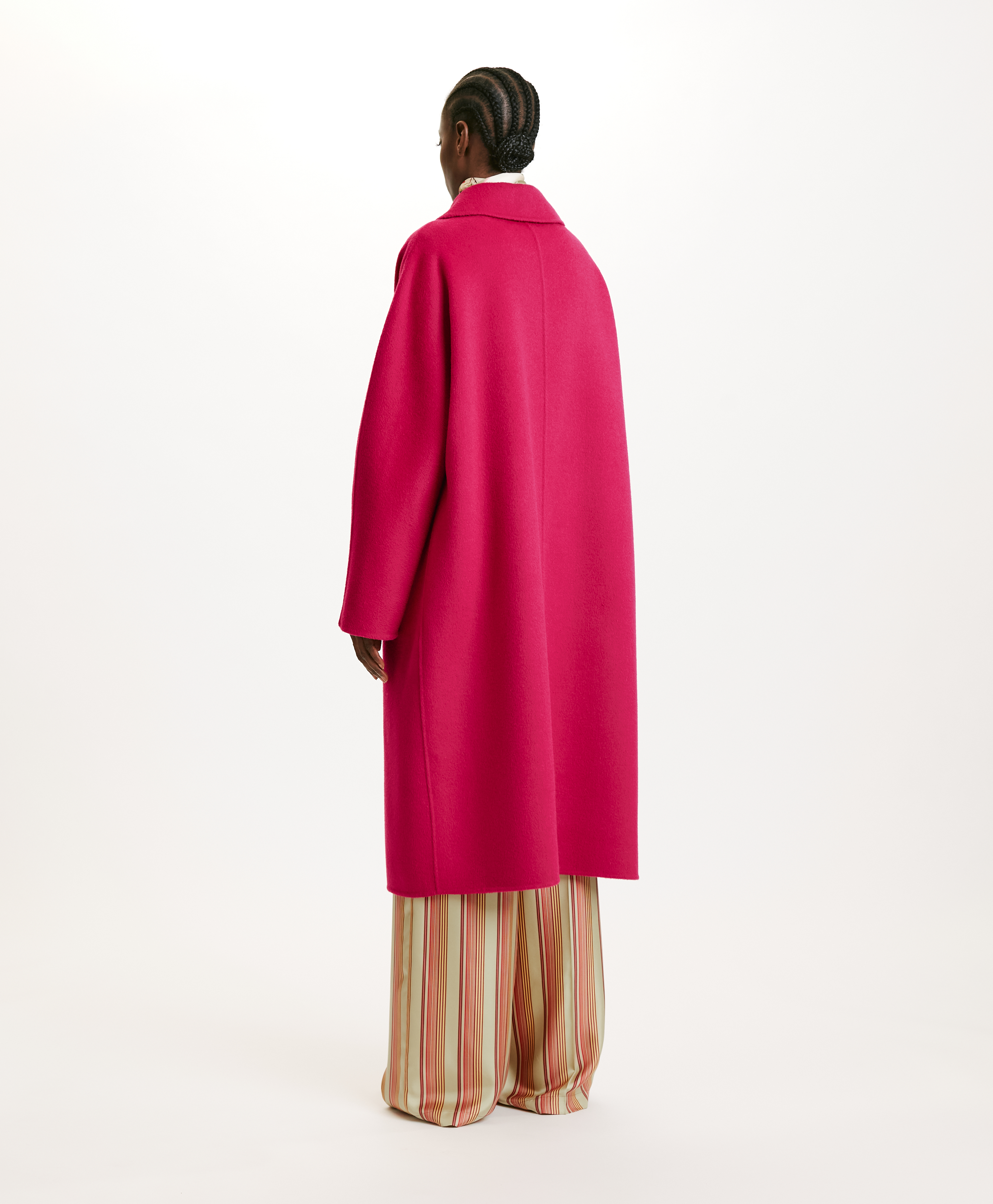 MANTEAU AKITA EN PANNE DOUBLE - FUCHSIA - Momonì