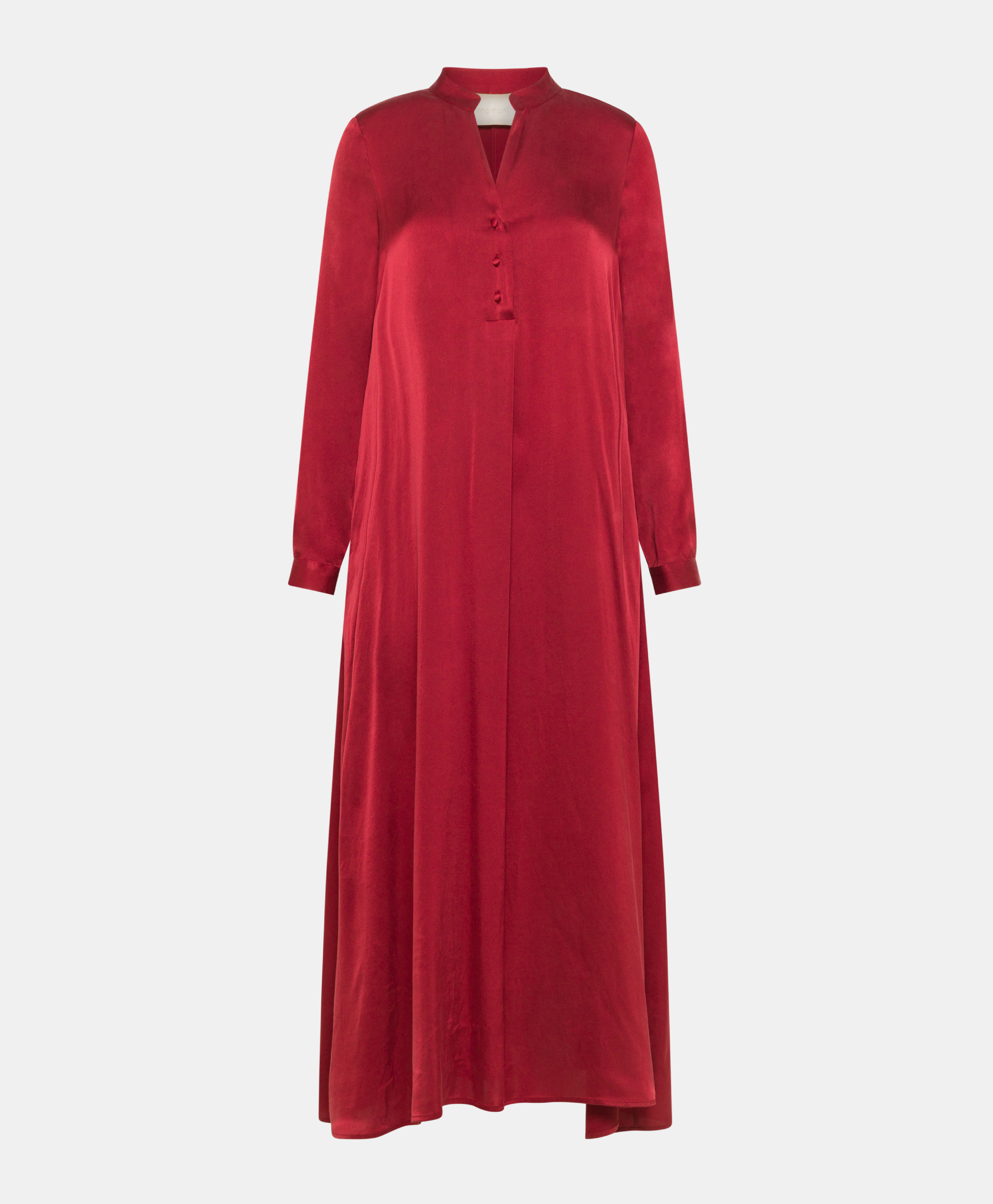 ROBE ATENA EN SOIE SANDWASHED UNIE - ROUGE CARMIN - Momonì