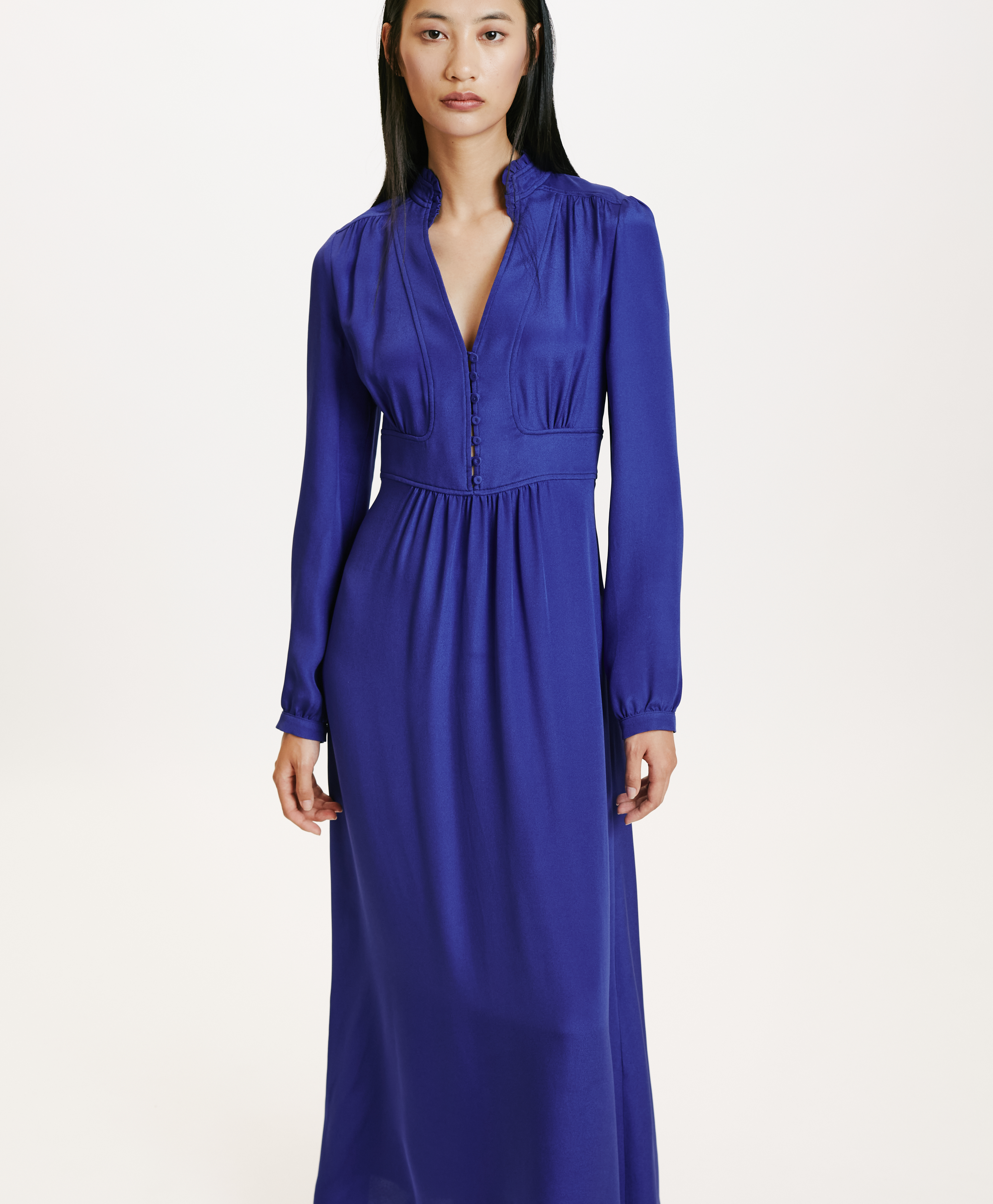 JISHO DRESS IN CREPE SILK BLEND - BLUE - Momonì