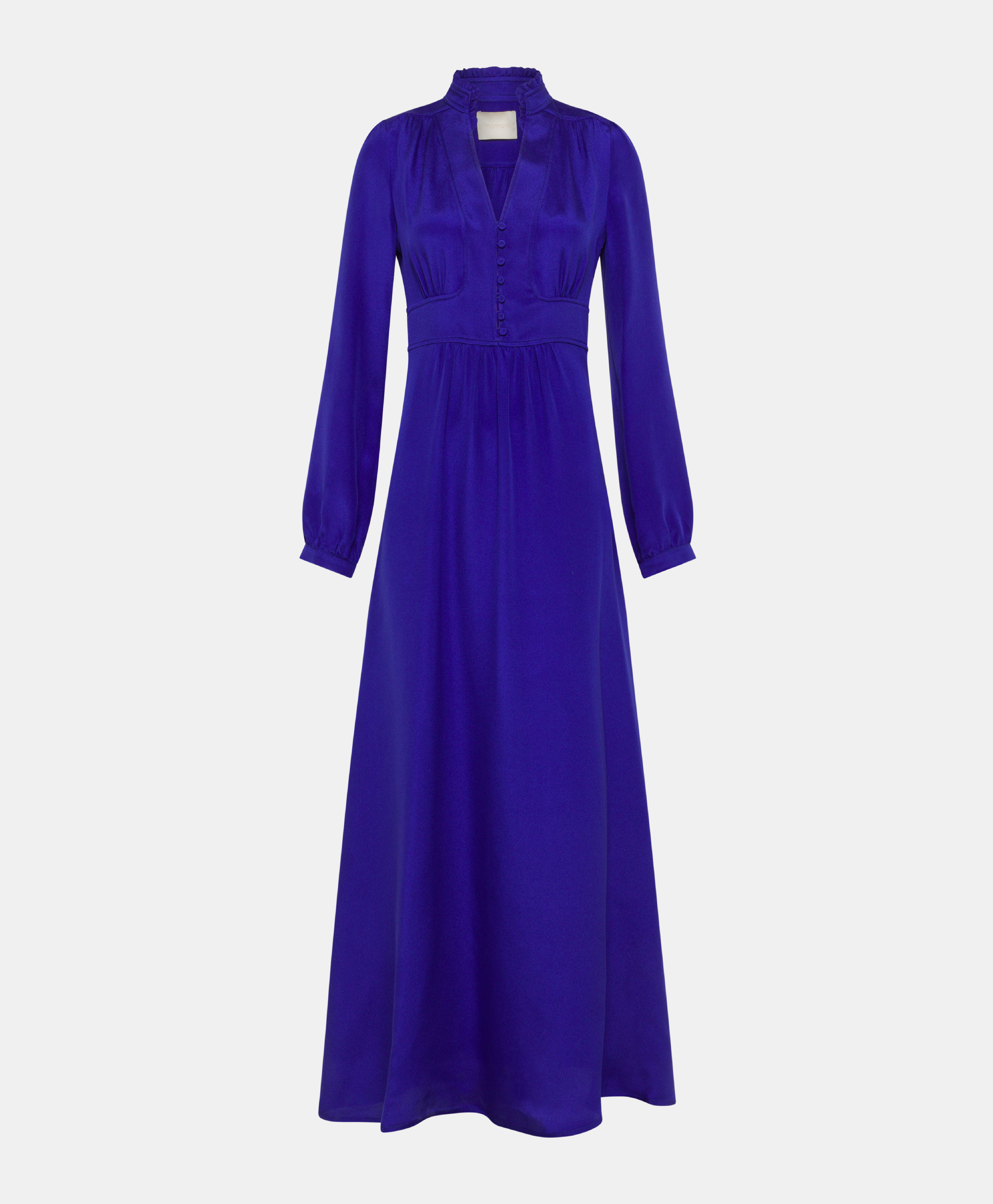 ROBE JISHO EN MÉLANGE DE SOIE CRÊPE - BLEU - Momonì