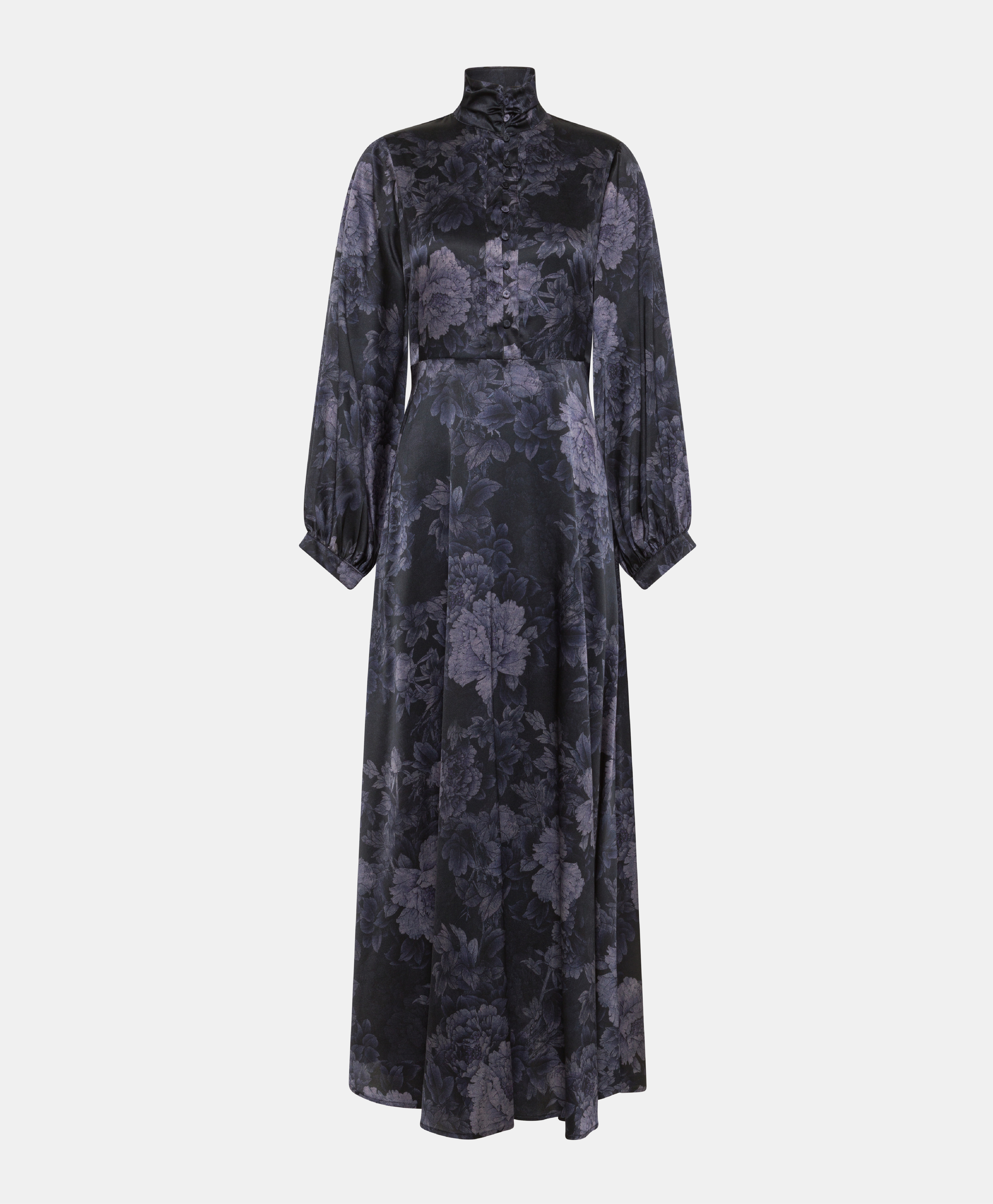 ROBE KATASHI EN SATIN STRETCH IMPRIMÉ - BLEU/BLEU NUIT - Momonì