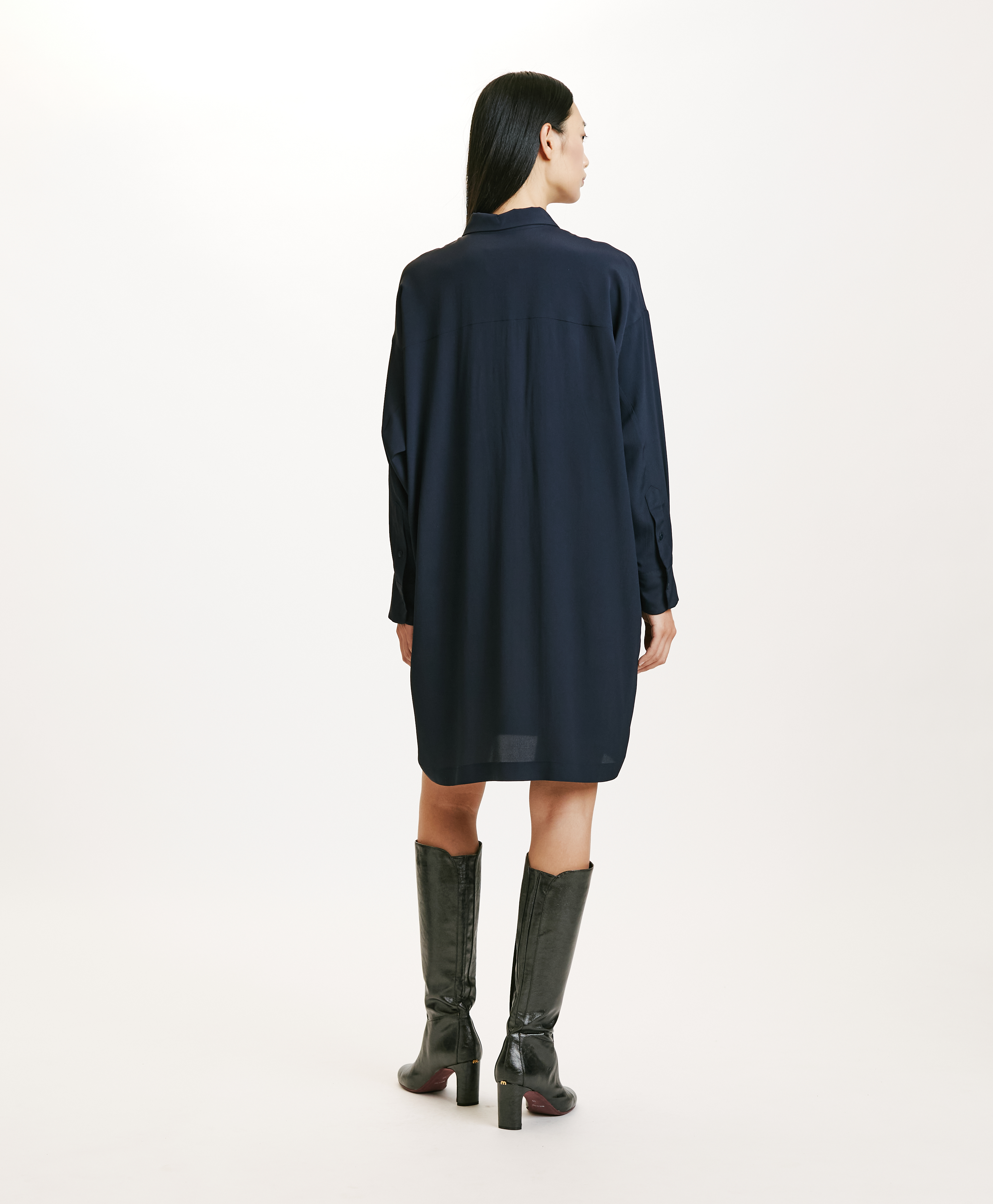 KITA DRESS IN SOLID COLOUR ACDETATE/SILK - BLUE - Momonì