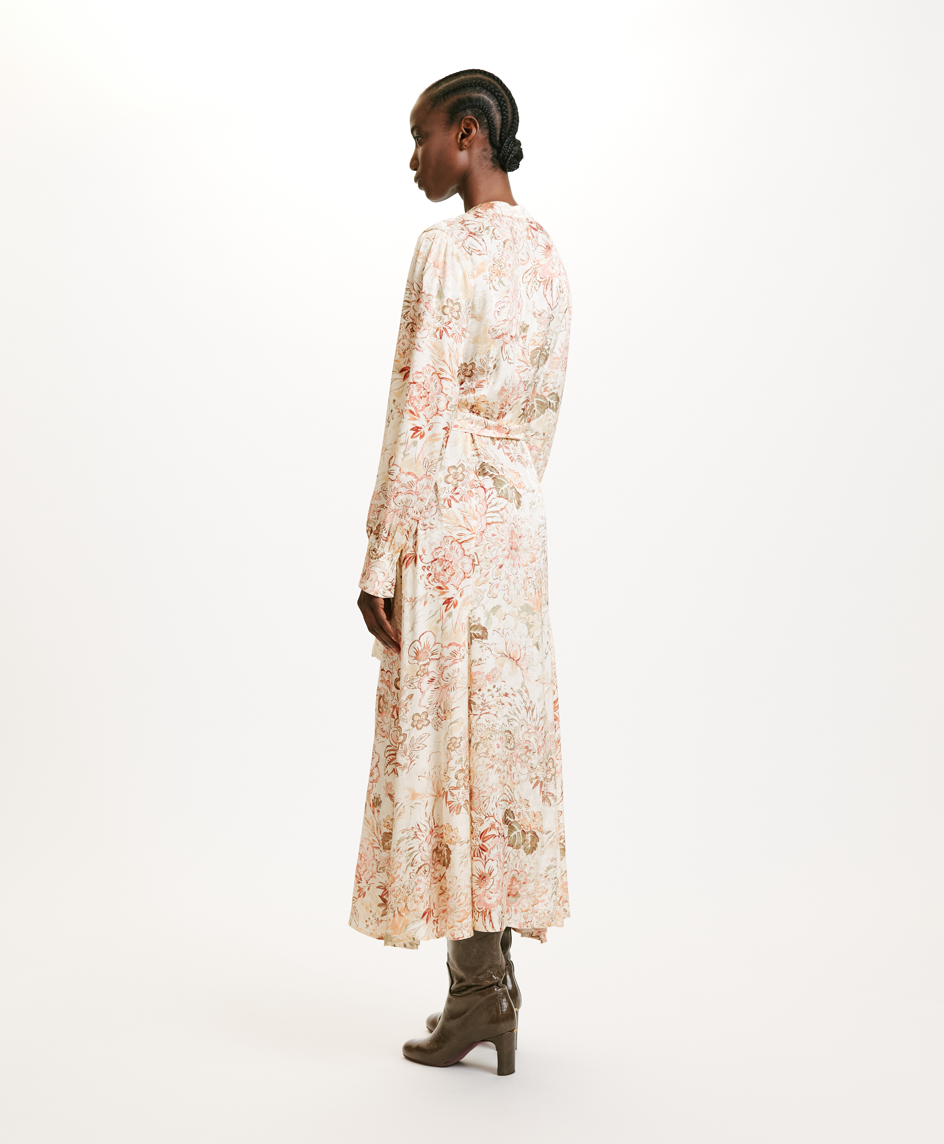 MIWA DRESS IN PRINTED JACQUARD VISCOSE - MULTICOLOR ROSE - Momonì