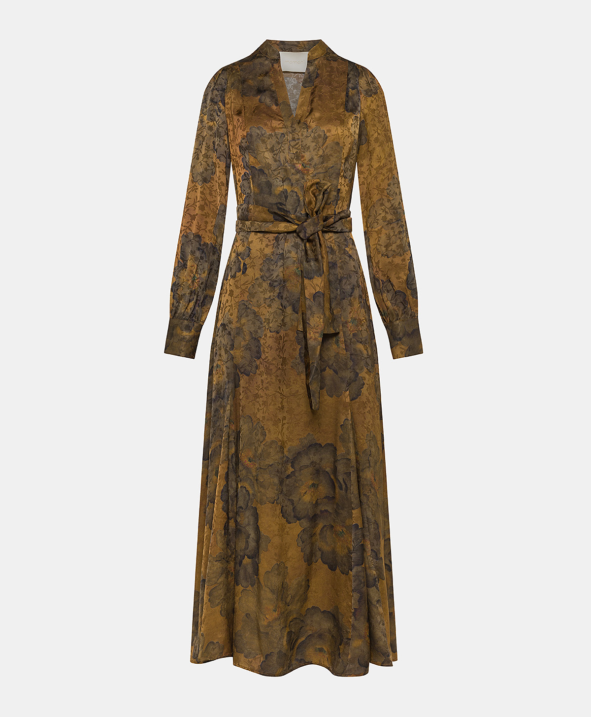 ROBE MIWA EN VISCOSE JACQUARD IMPRIMÉE - TABAC/OLIVE - Momonì