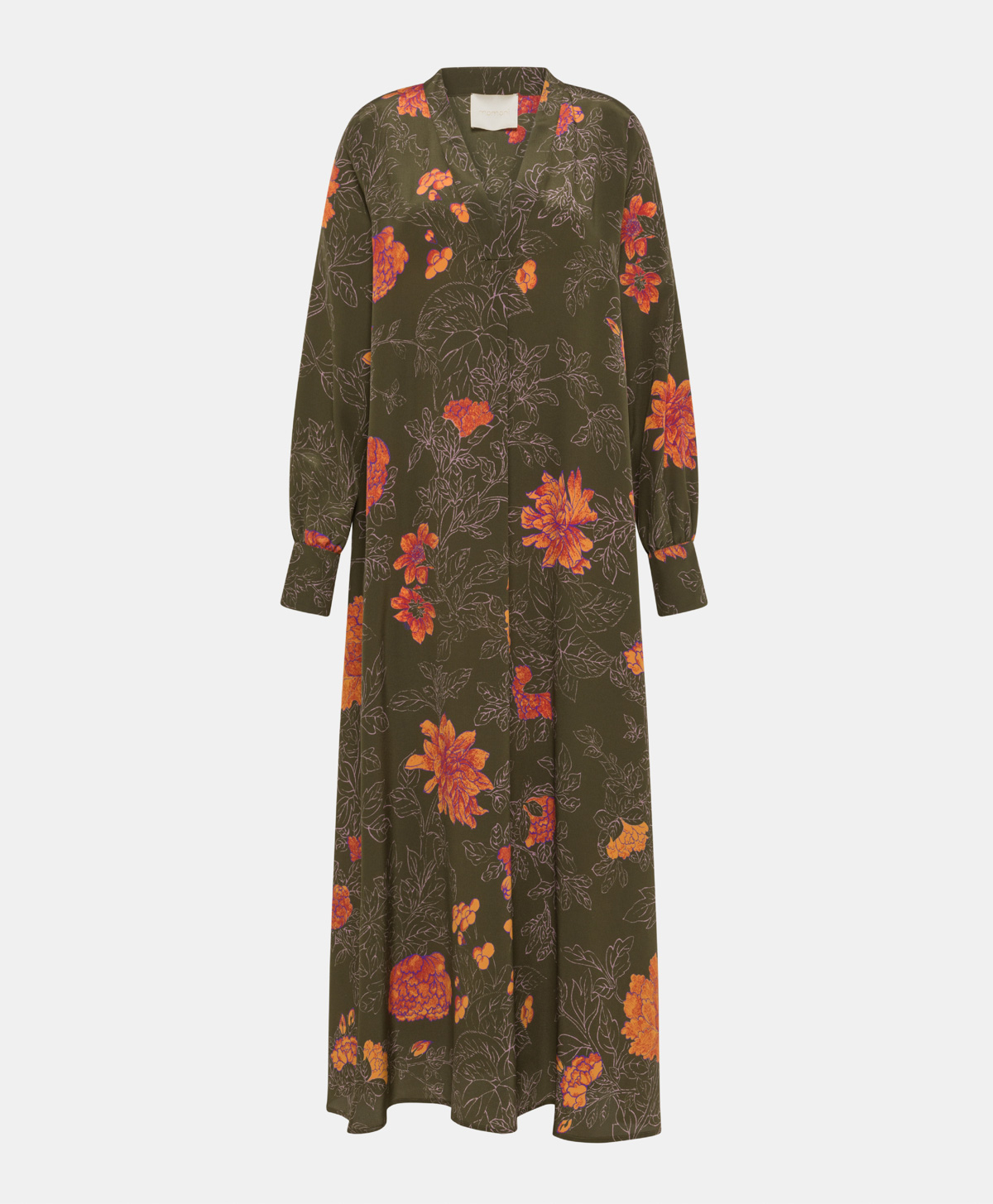 ROBE NAO EN CRÊPE DE CHINE IMPRIMÉ - VERT/LILAS - Momonì