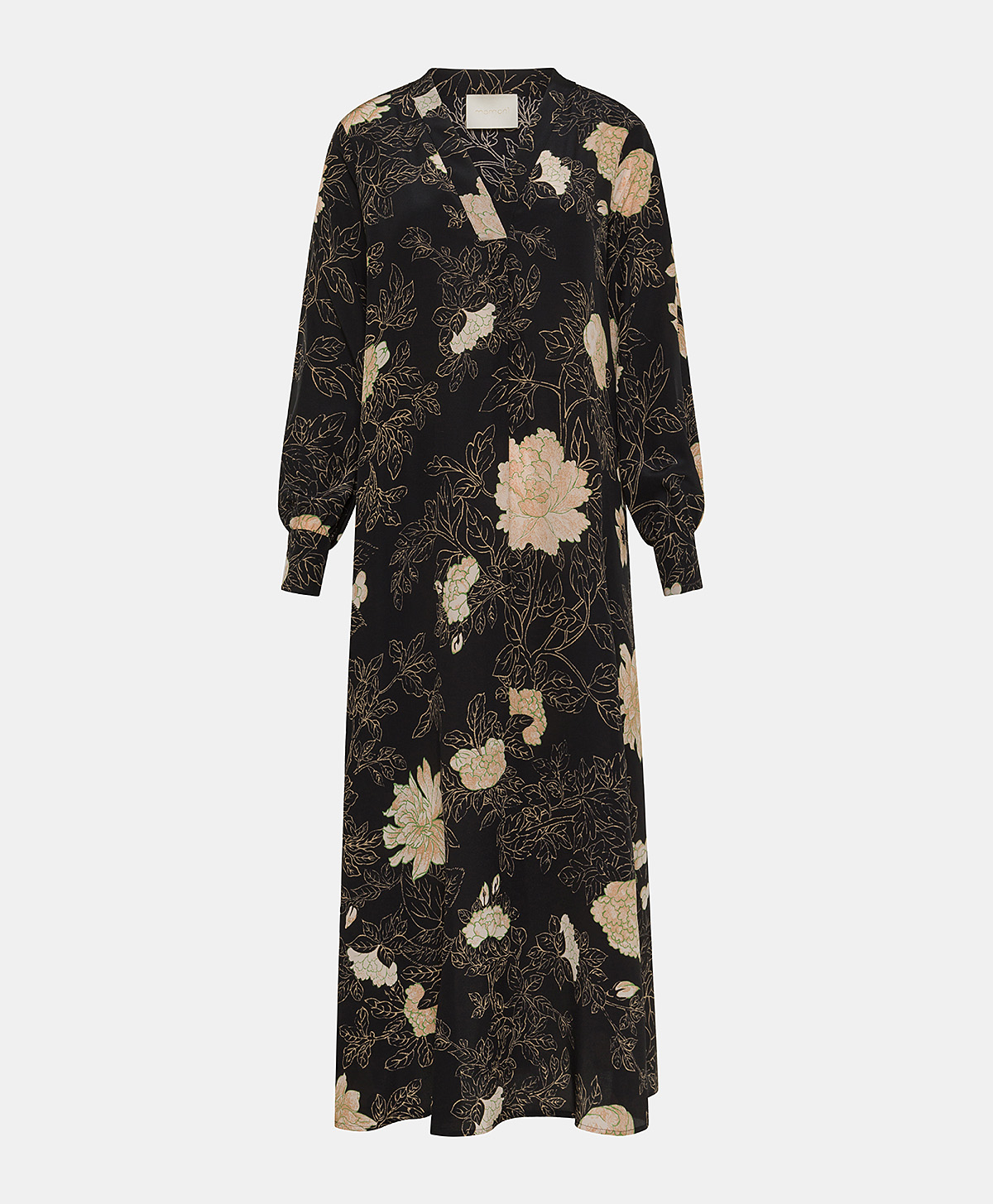 NAO DRESS IN PRINTED CREPE DE CHINE - BLACK/POWDER PINK - Momonì