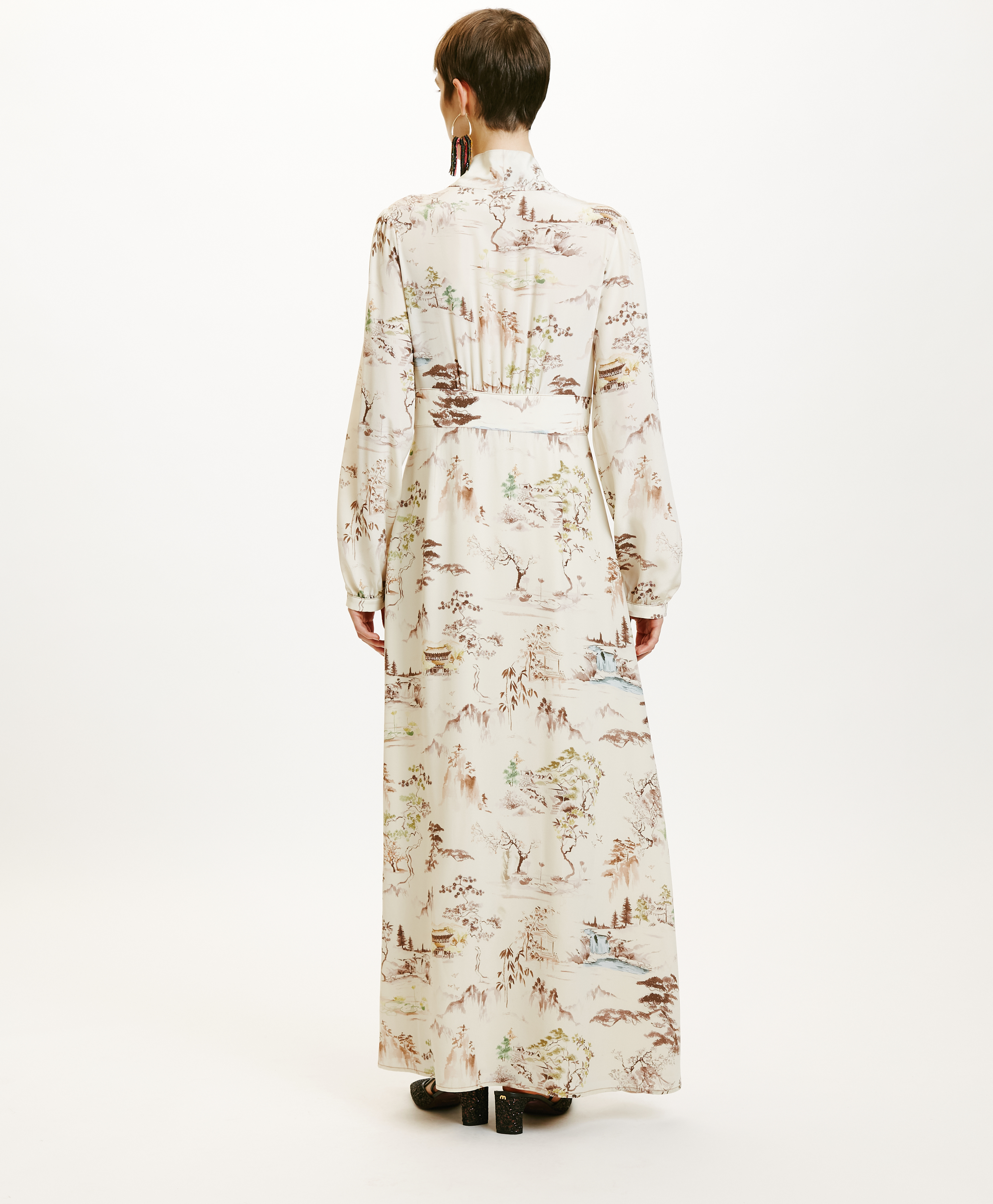 SUITA IN PRINTED CREPE DE CHINE - CREAM/TOBACCO - Momonì