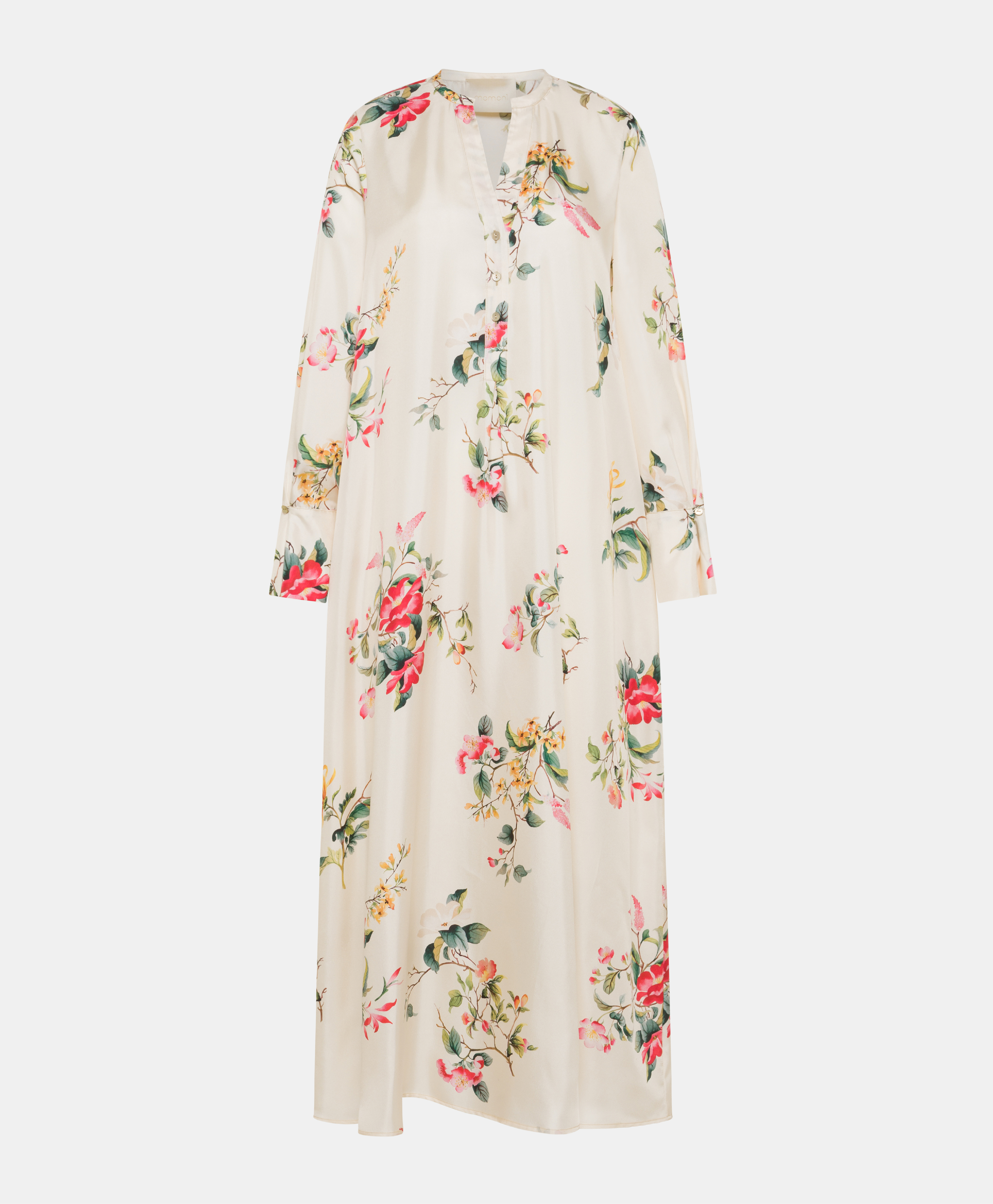 YUI DRESS IN PRINTED SILK TWILL - CREAM/RED - Momonì