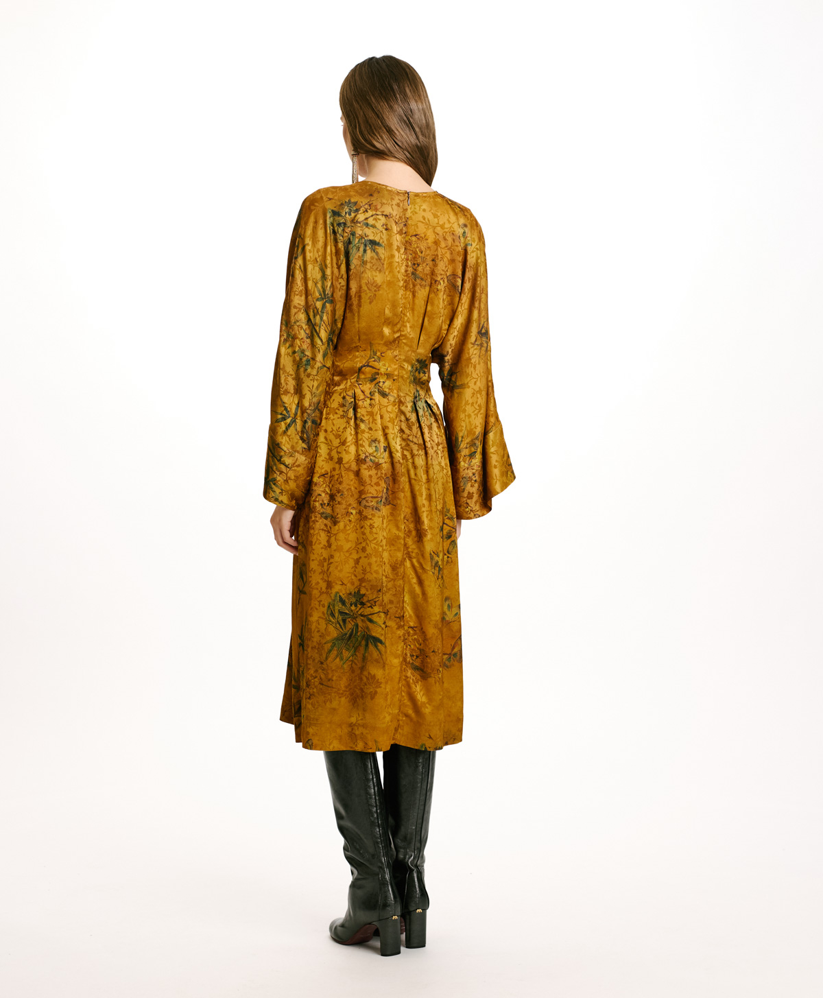 ROBE ROMI EN VISCOSE JACQUARD IMPRIMÉE - BRÛLÉ/MULTICOLORE - Momonì