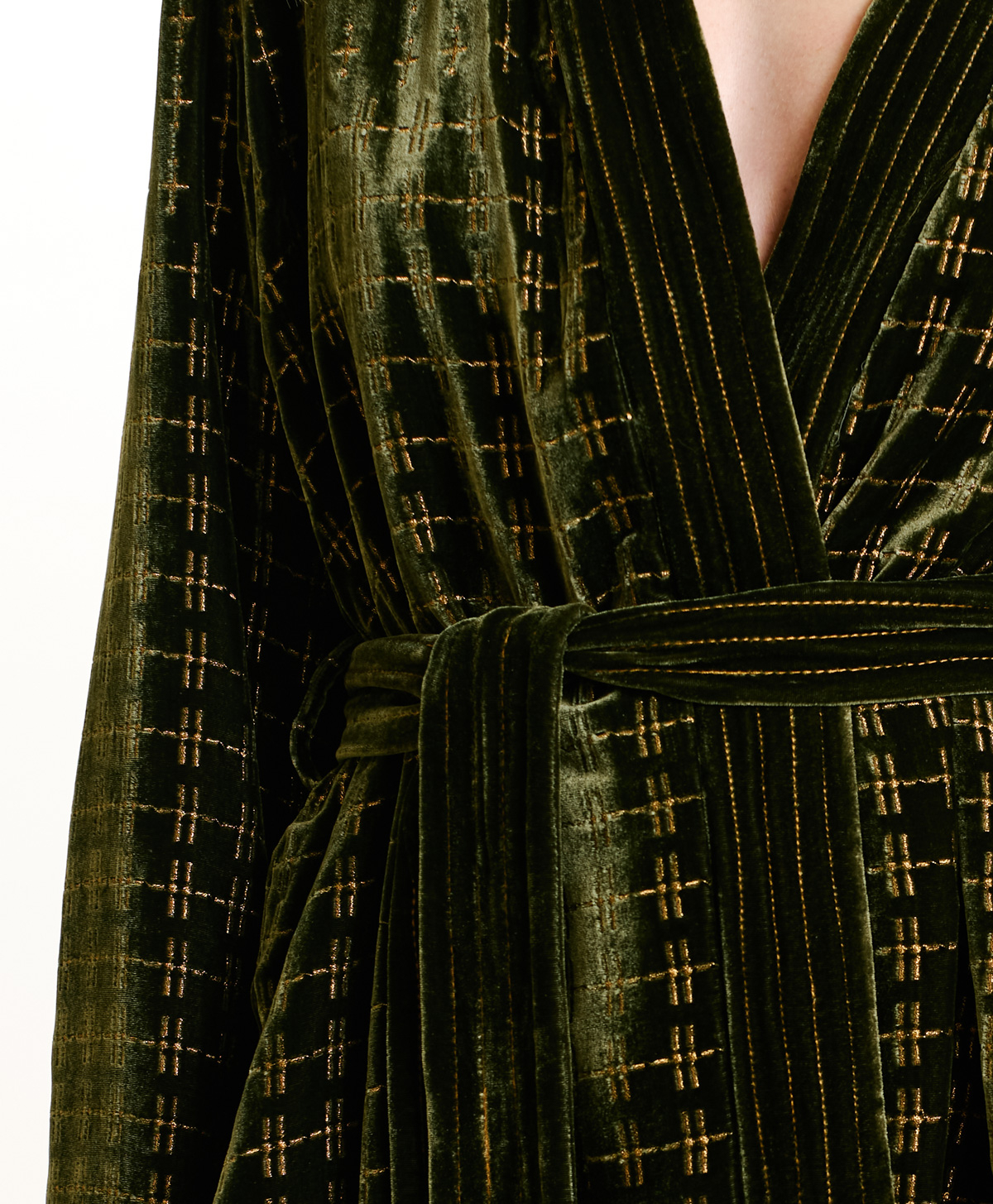 EUGENIE JACKET IN EMBROIDERED SILK BLEND VELVET - MATCHA GREEN - Momonì