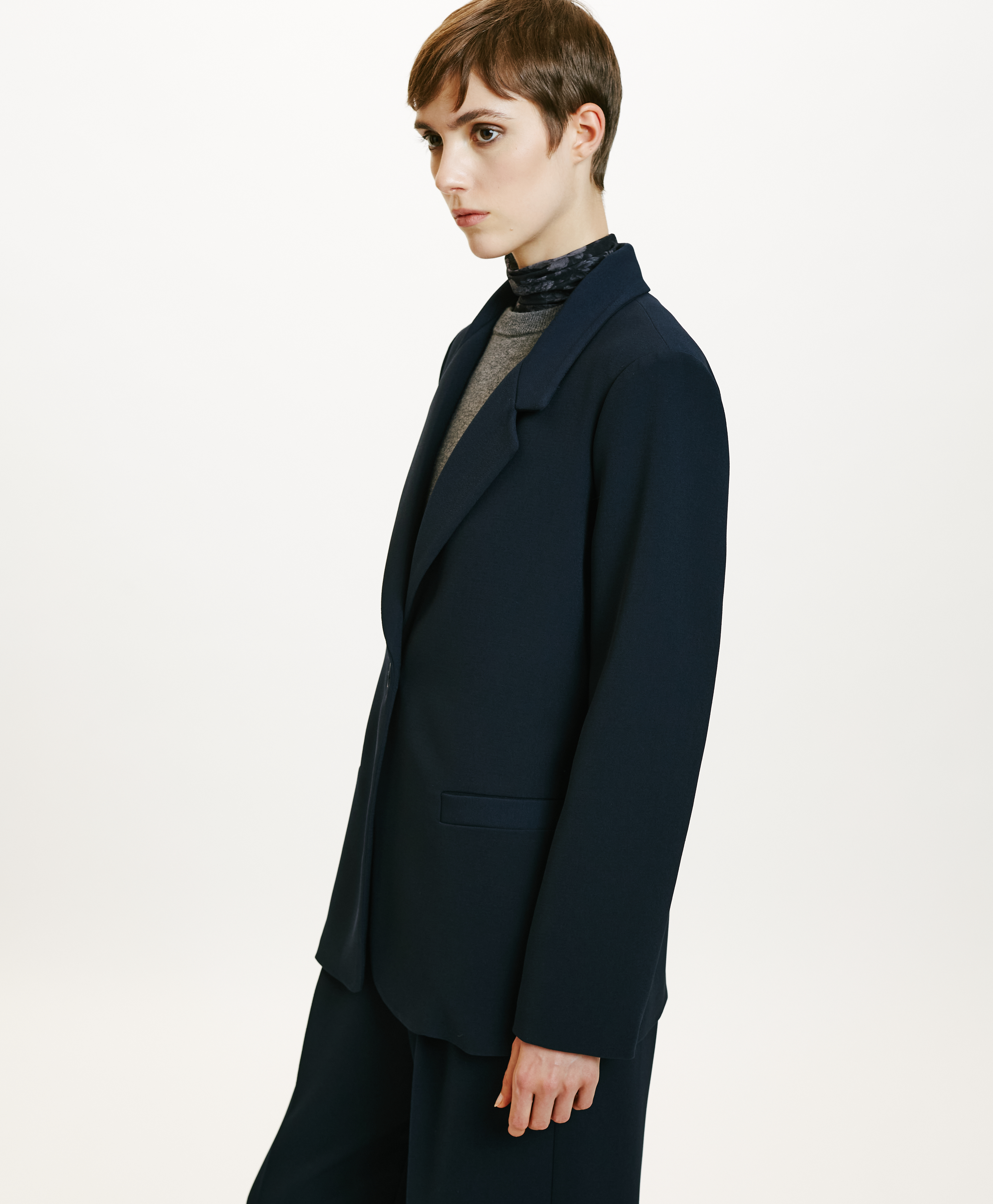 DAYTON JACKET IN STRETCH CADY - NIGHT BLUE - Momonì