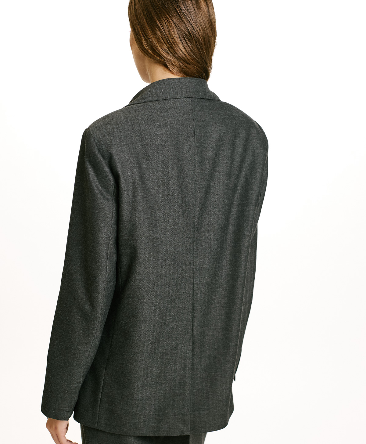 ROSEMARY JACKET IN STRETCH CHEVRON VISCOSE WOOL - CHARCOAL GRAY - Momonì